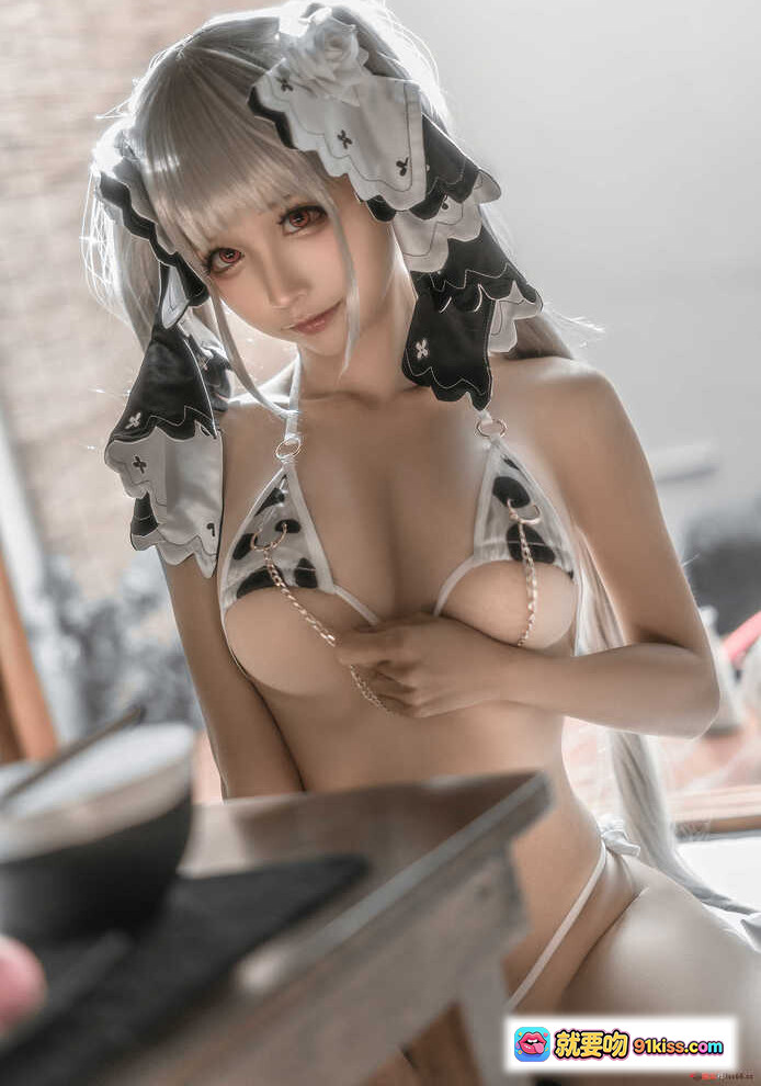 图片[1] - 蠢沫沫NO.136可畏绅士版Cosplay写真 | 白发女仆装 | 透明蕾丝内衣 | 金属链条装饰 | 高清50P大图 - 就要吻