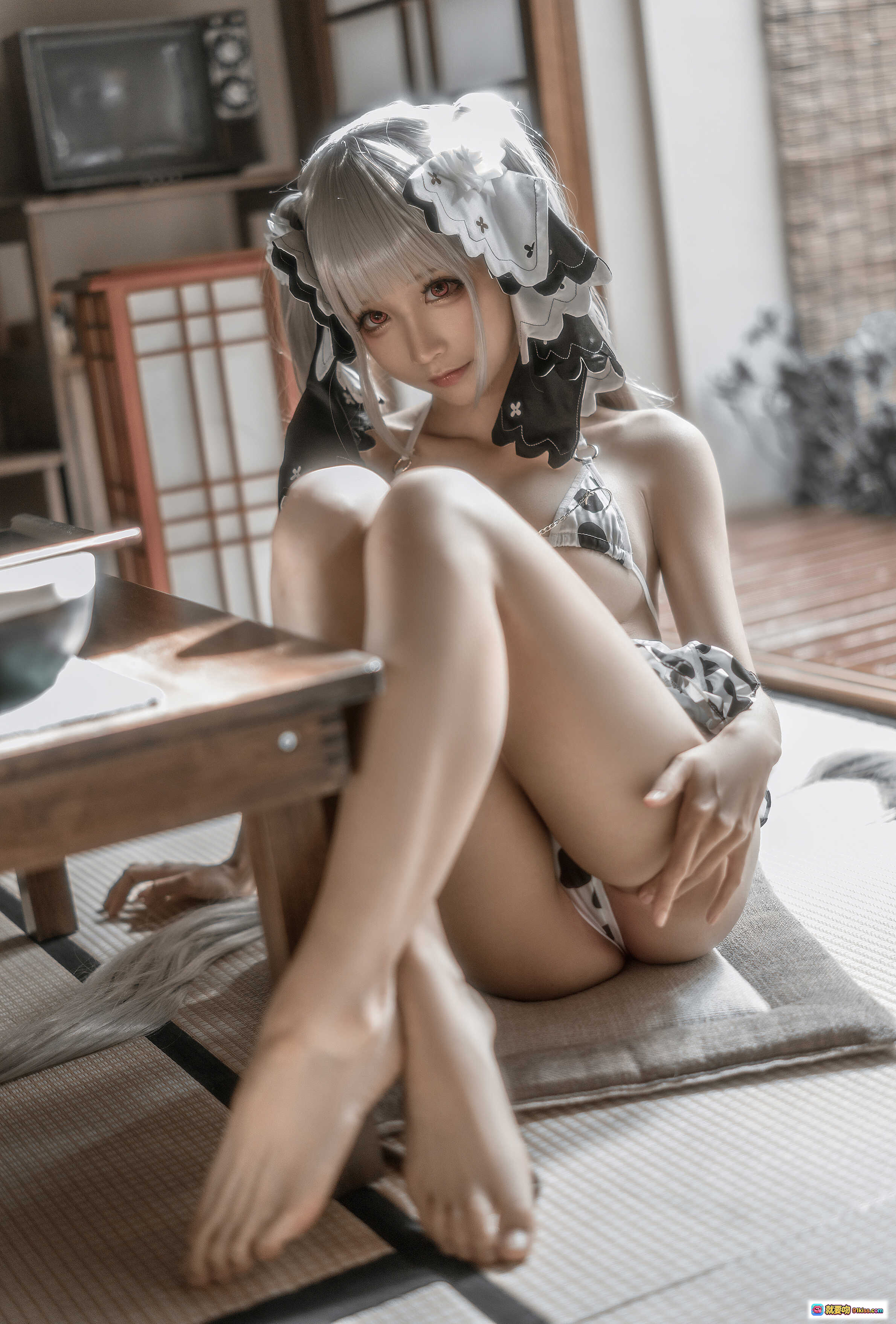 图片[7] - 蠢沫沫NO.136可畏绅士版Cosplay写真 | 白发女仆装 | 透明蕾丝内衣 | 金属链条装饰 | 高清50P大图 - 就要吻