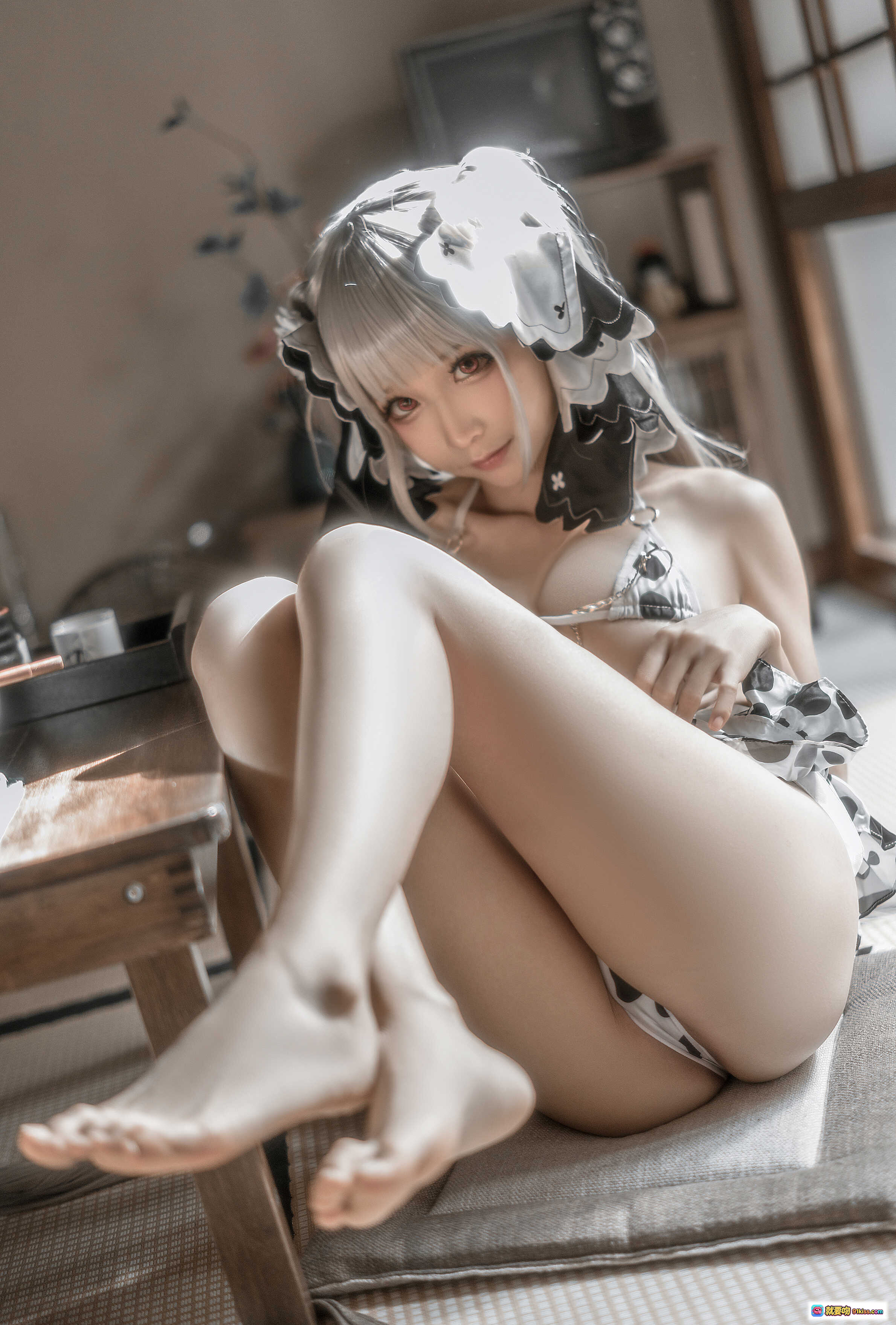 图片[6] - 蠢沫沫NO.136可畏绅士版Cosplay写真 | 白发女仆装 | 透明蕾丝内衣 | 金属链条装饰 | 高清50P大图 - 就要吻