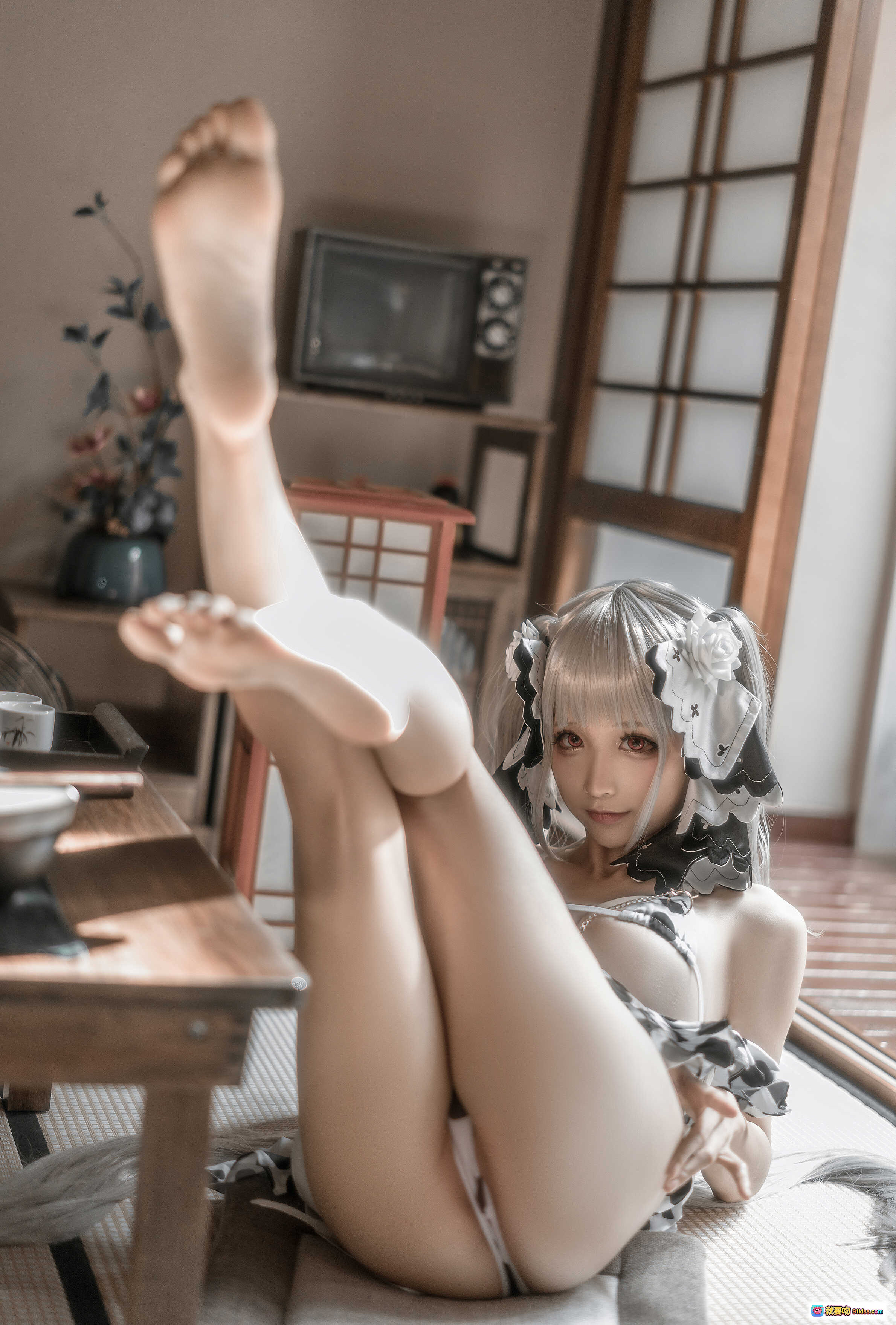 图片[8] - 蠢沫沫NO.136可畏绅士版Cosplay写真 | 白发女仆装 | 透明蕾丝内衣 | 金属链条装饰 | 高清50P大图 - 就要吻
