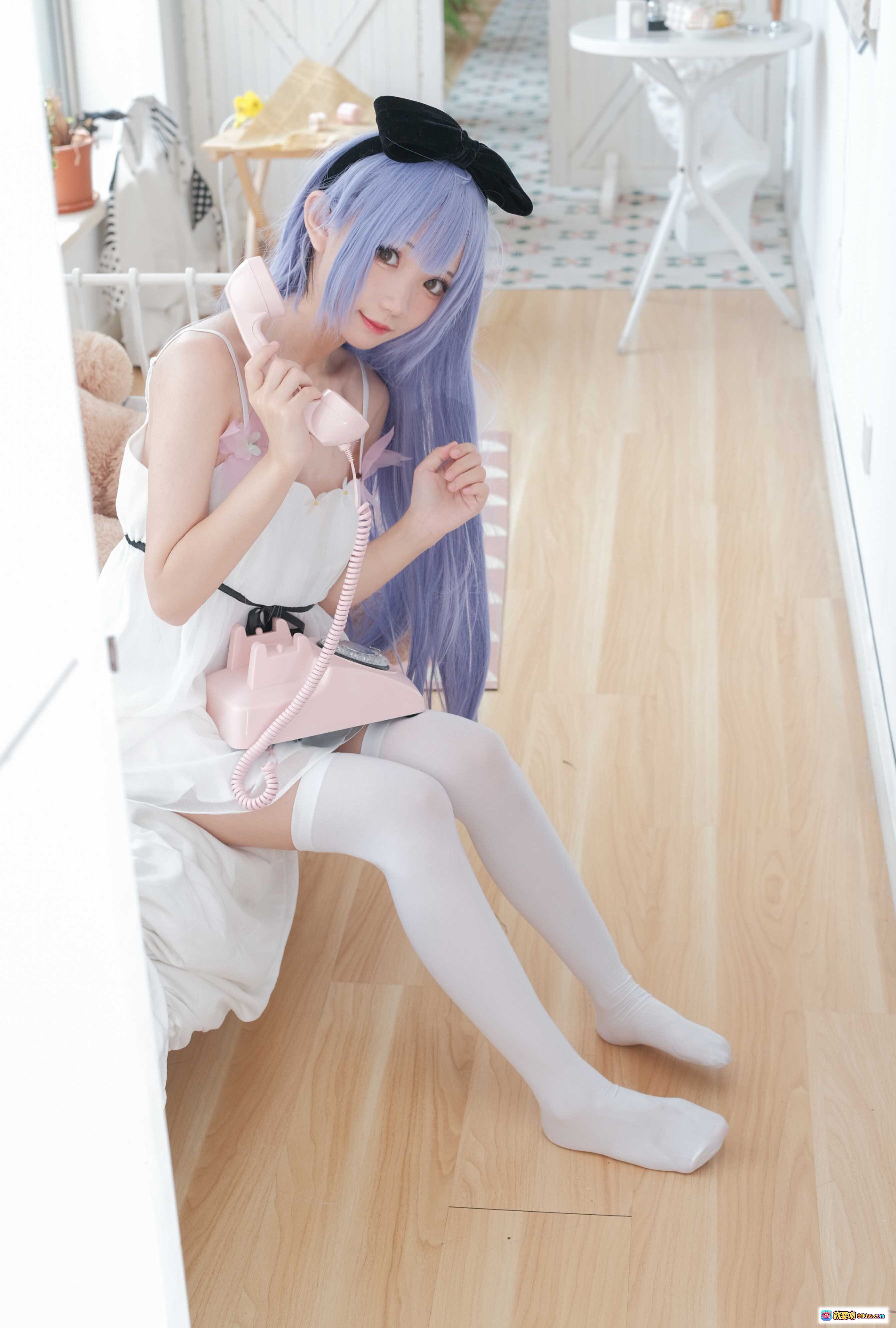 图片[4] - 花柒Hana NO.008 独角兽主题清凉写真 白裙紫发蝴蝶结少女 甜美居家风 20P高清图集 - 就要吻