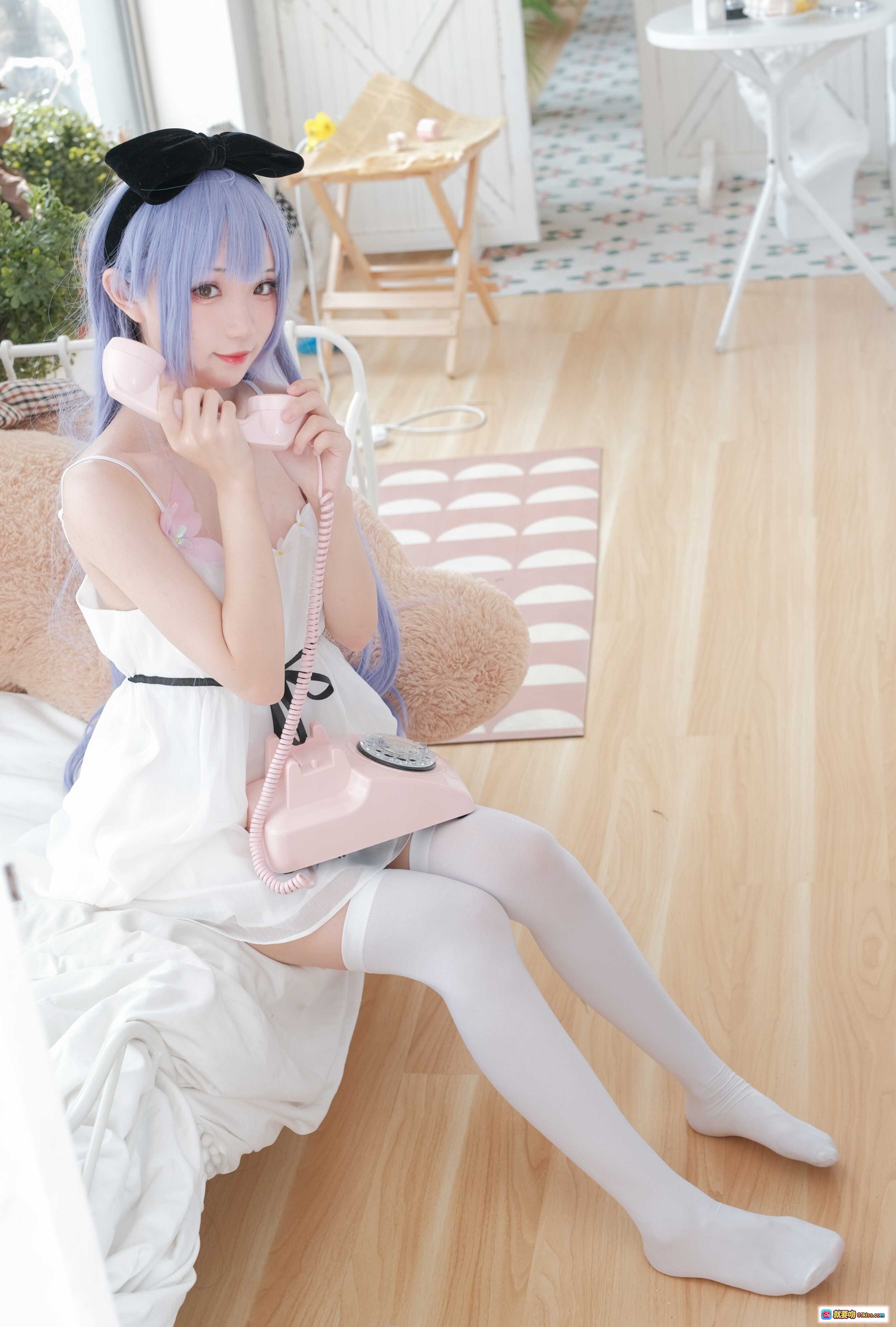 图片[5] - 花柒Hana NO.008 独角兽主题清凉写真 白裙紫发蝴蝶结少女 甜美居家风 20P高清图集 - 就要吻