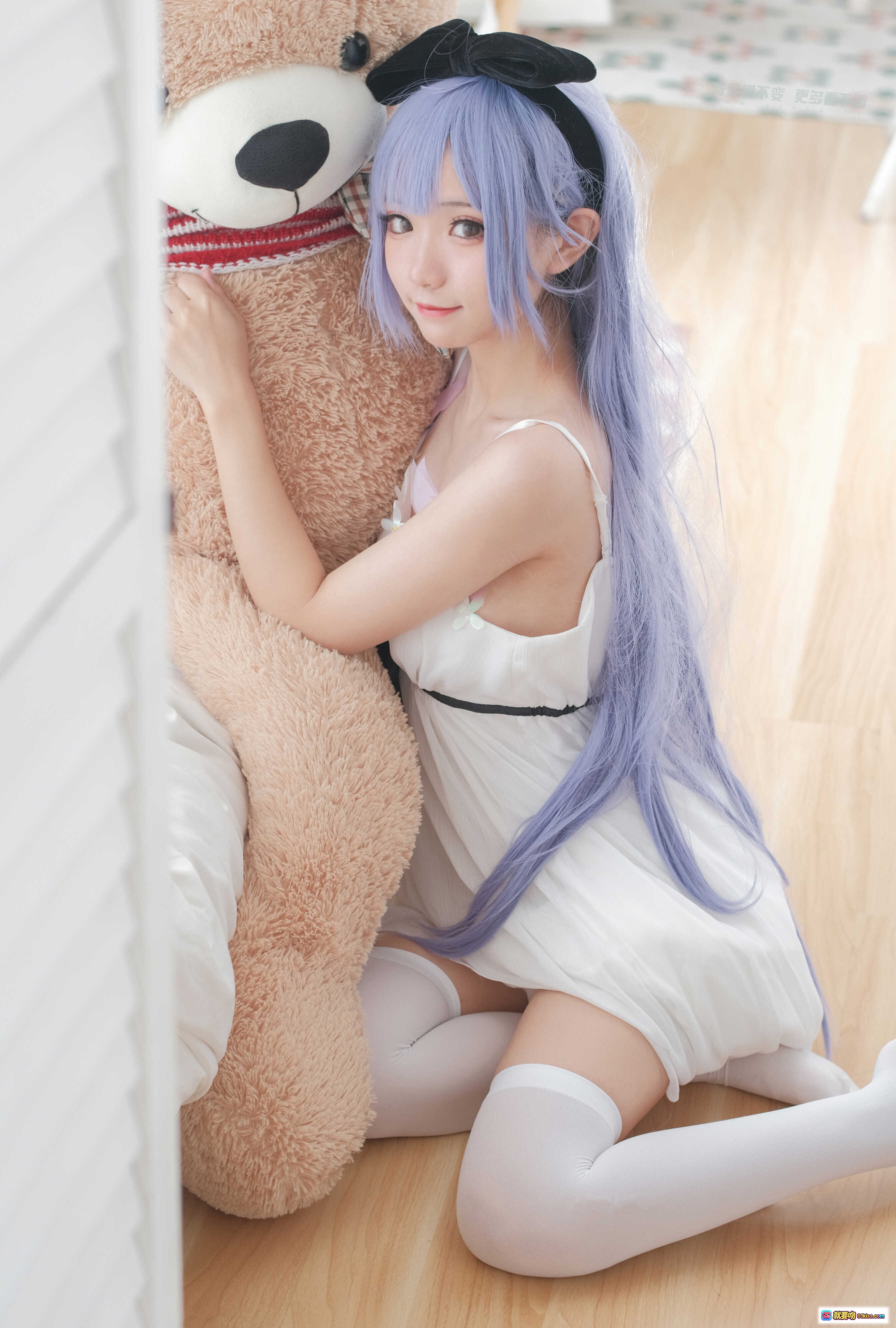 图片[3] - 花柒Hana NO.008 独角兽主题清凉写真 白裙紫发蝴蝶结少女 甜美居家风 20P高清图集 - 就要吻