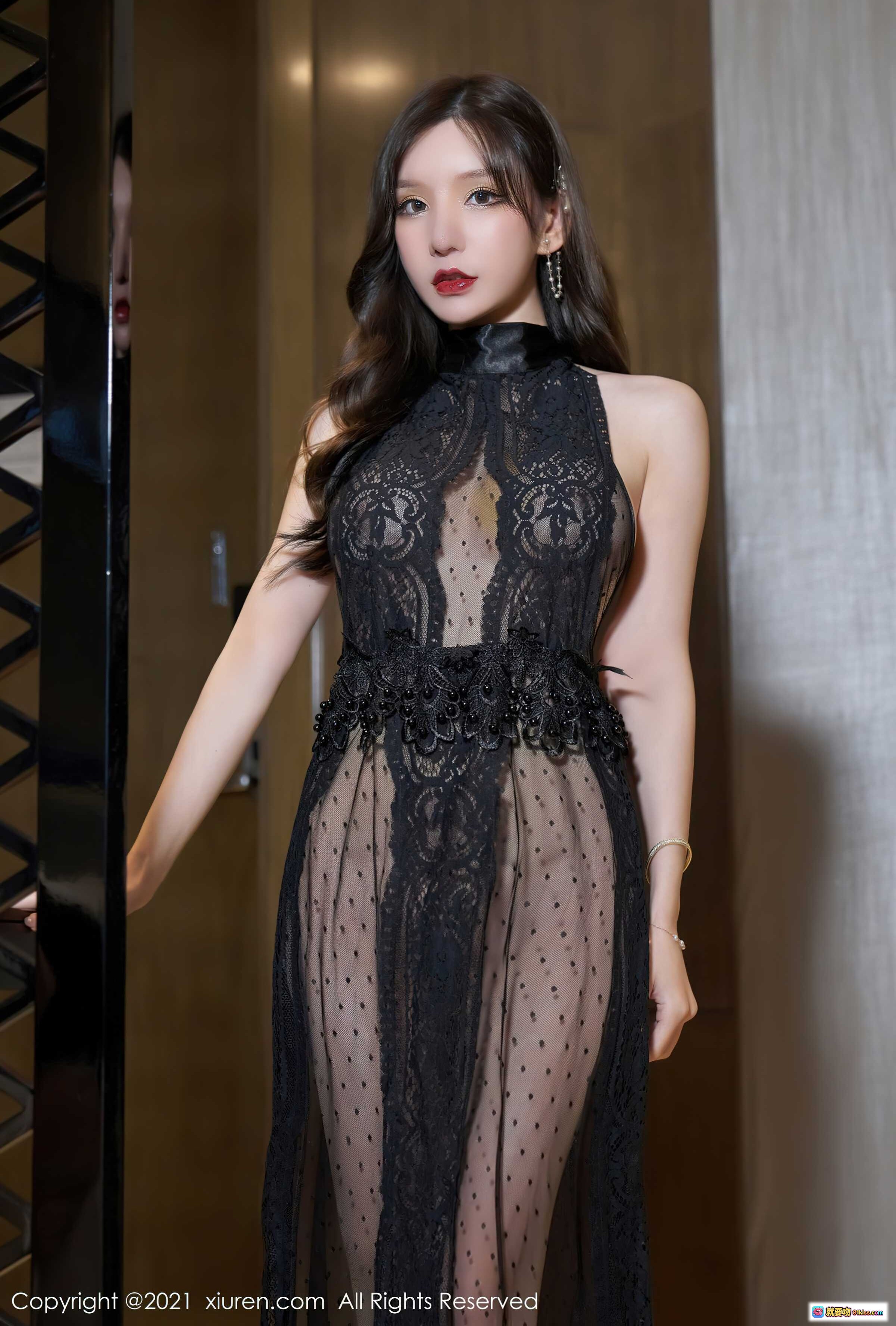 图片[4] - 周于希Sandy黑蕾丝透视长裙高开叉性感写真 – XiuRen秀人网2021.08.23 No.3836优雅私房美图 - 就要吻