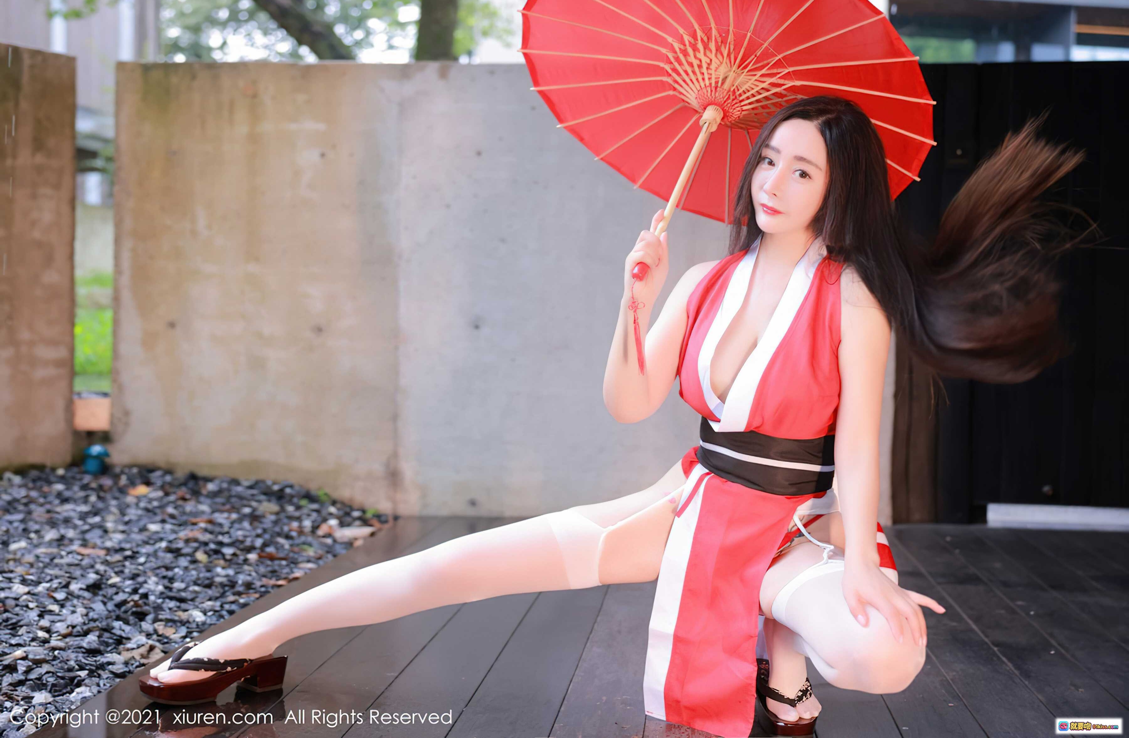 图片[4] - 允爾红伞写真｜秀人网2021.10.21 No.4095｜性感和风造型｜白丝美腿｜日系少女风｜高清摄影图集 - 就要吻