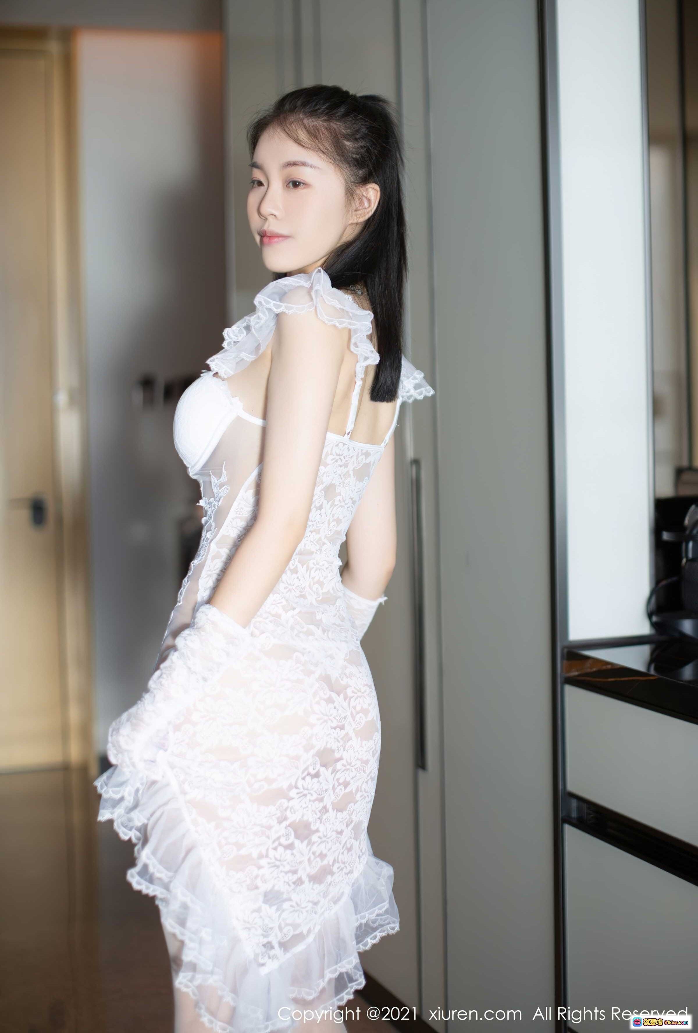 图片[7] - 白色蕾丝透视睡衣性感写真 | 优雅美腿搭配长手套 | 秀人网2021高清私房图集 - 就要吻