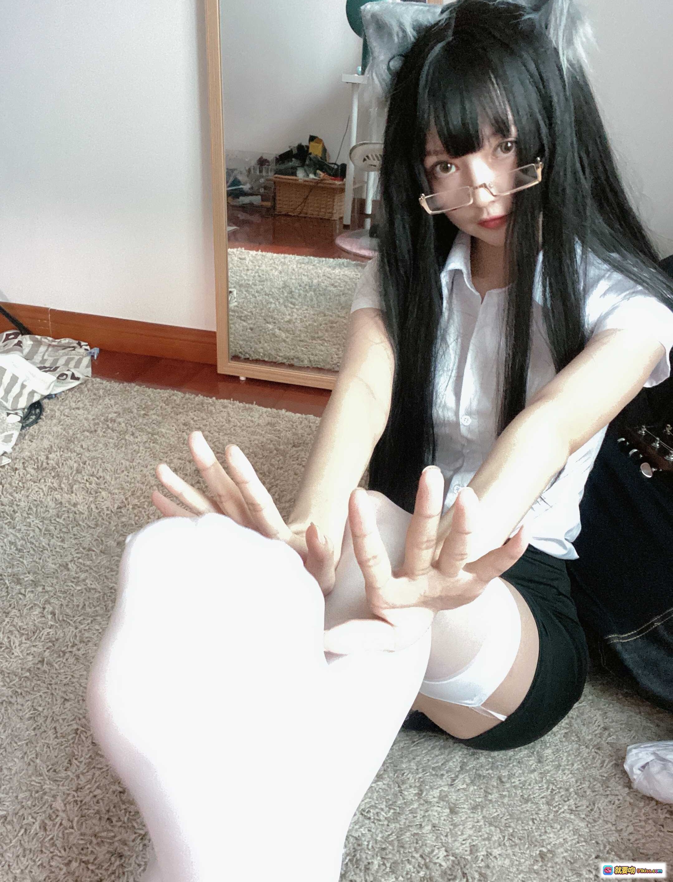 图片[4] - 51酱 NO.003 OL制服黑丝美腿猫耳少女写真20P高清图集 - 就要吻