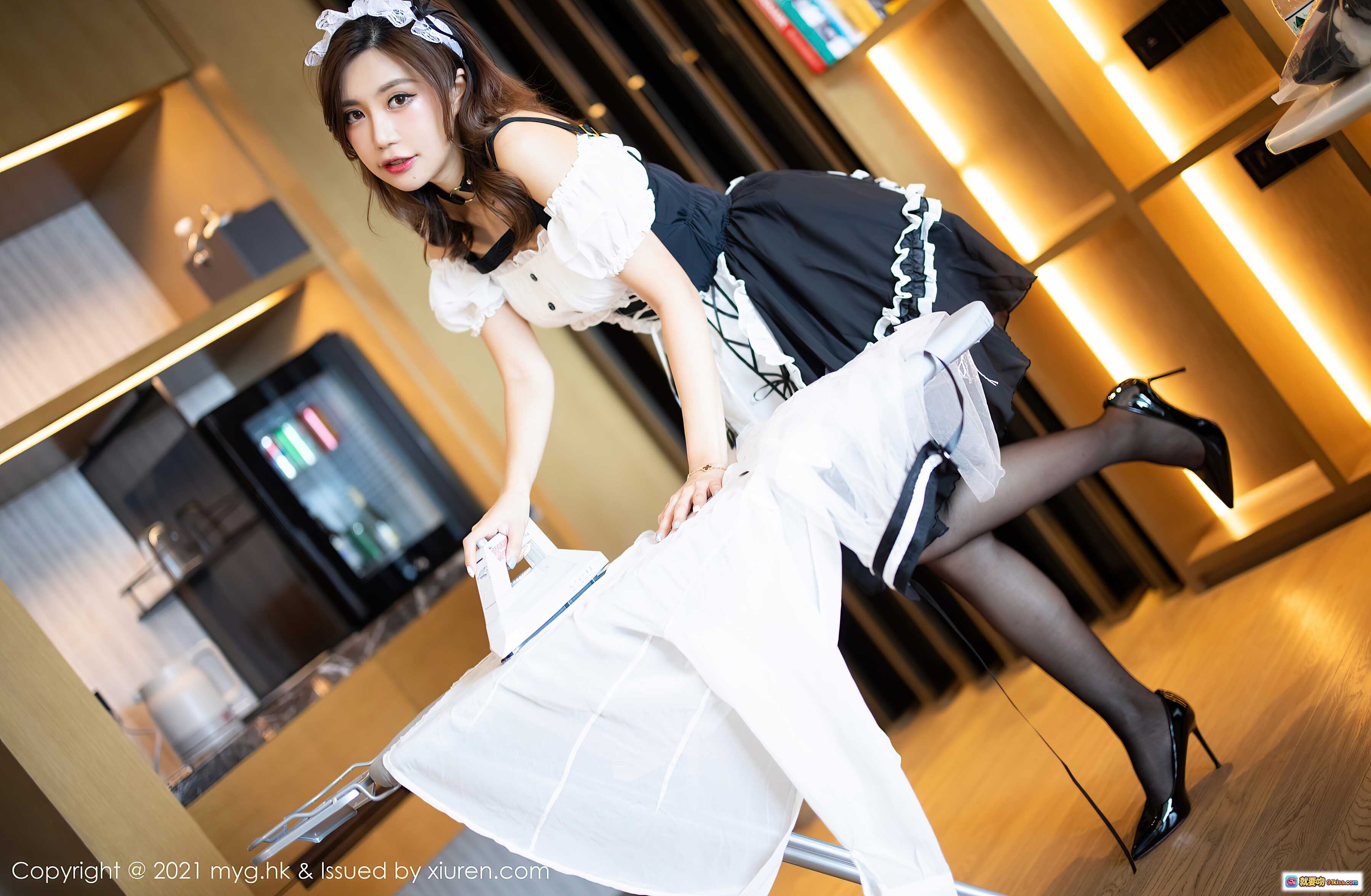 图片[4] - 绮里嘉ula女仆制服写真｜MyGirl美媛馆VOL.588｜2021.09.03｜甜美可爱女仆装｜居家熨衣场景｜精致头饰与蕾丝细节 - 就要吻