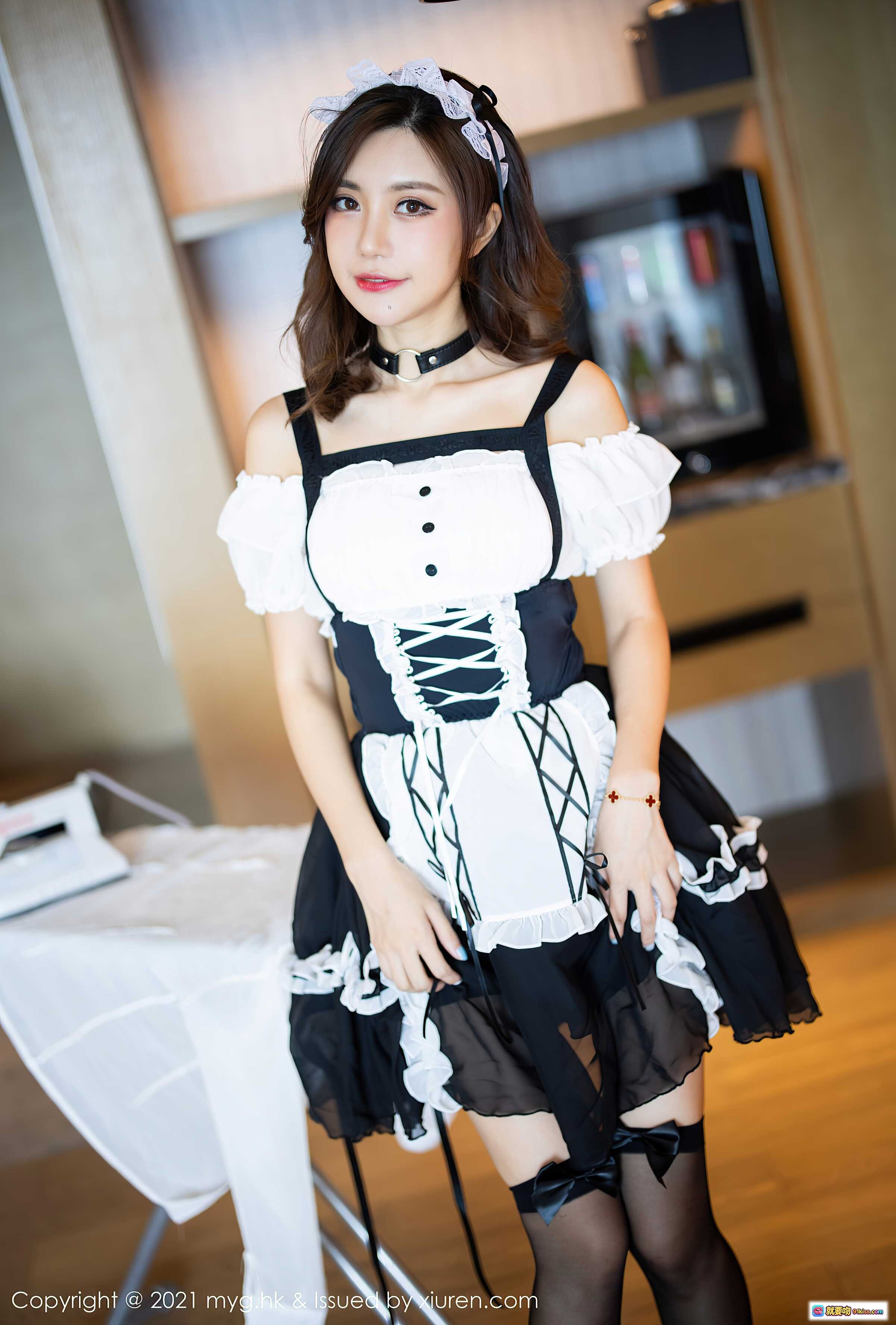 图片[10] - 绮里嘉ula女仆制服写真｜MyGirl美媛馆VOL.588｜2021.09.03｜甜美可爱女仆装｜居家熨衣场景｜精致头饰与蕾丝细节 - 就要吻