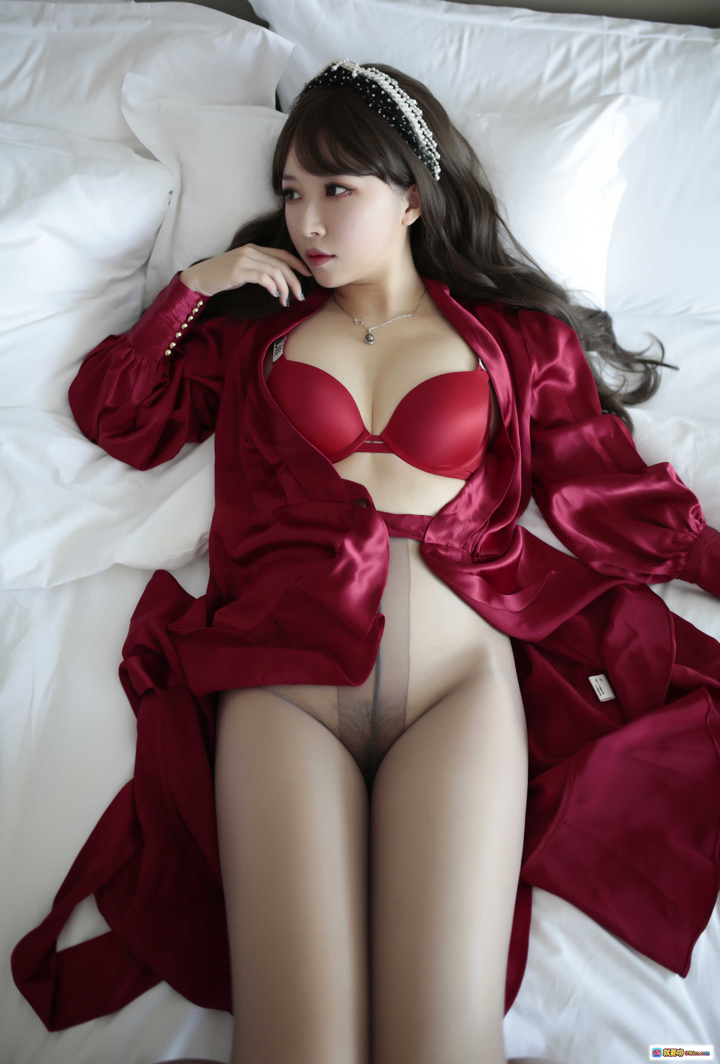 图片[5] - 小女巫露娜NO.033锡兰红茶写真-红色内衣丝袜床照-精致头饰性感私房摄影集 - 就要吻