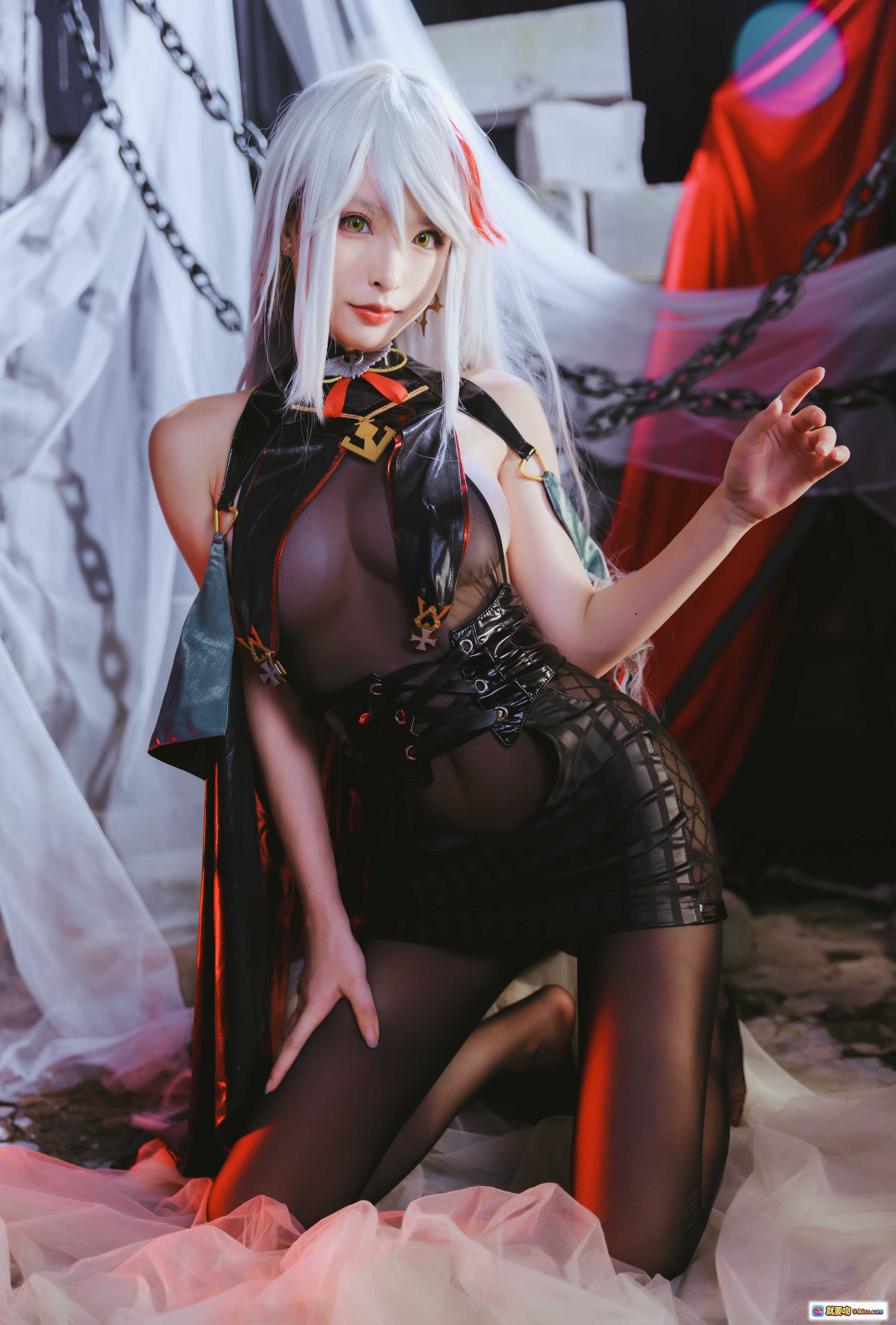 图片[6] - 清水由乃NO.028埃吉尔cosplay写真 | 白发红瞳黑丝蕾丝装 | 暗黑系性感角色扮演 | 高清41P美图 - 就要吻