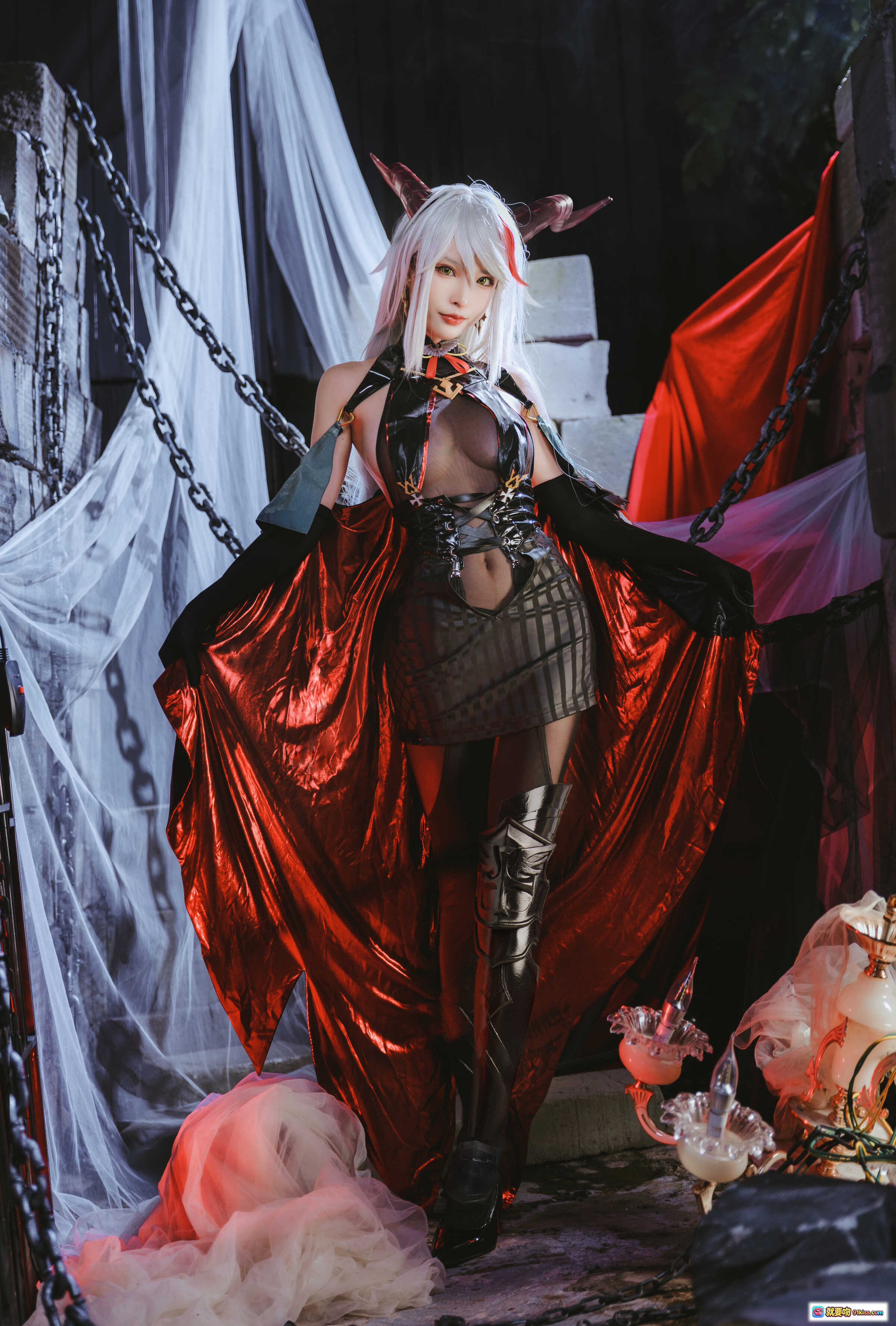 图片[3] - 清水由乃NO.028埃吉尔cosplay写真 | 白发红瞳黑丝蕾丝装 | 暗黑系性感角色扮演 | 高清41P美图 - 就要吻