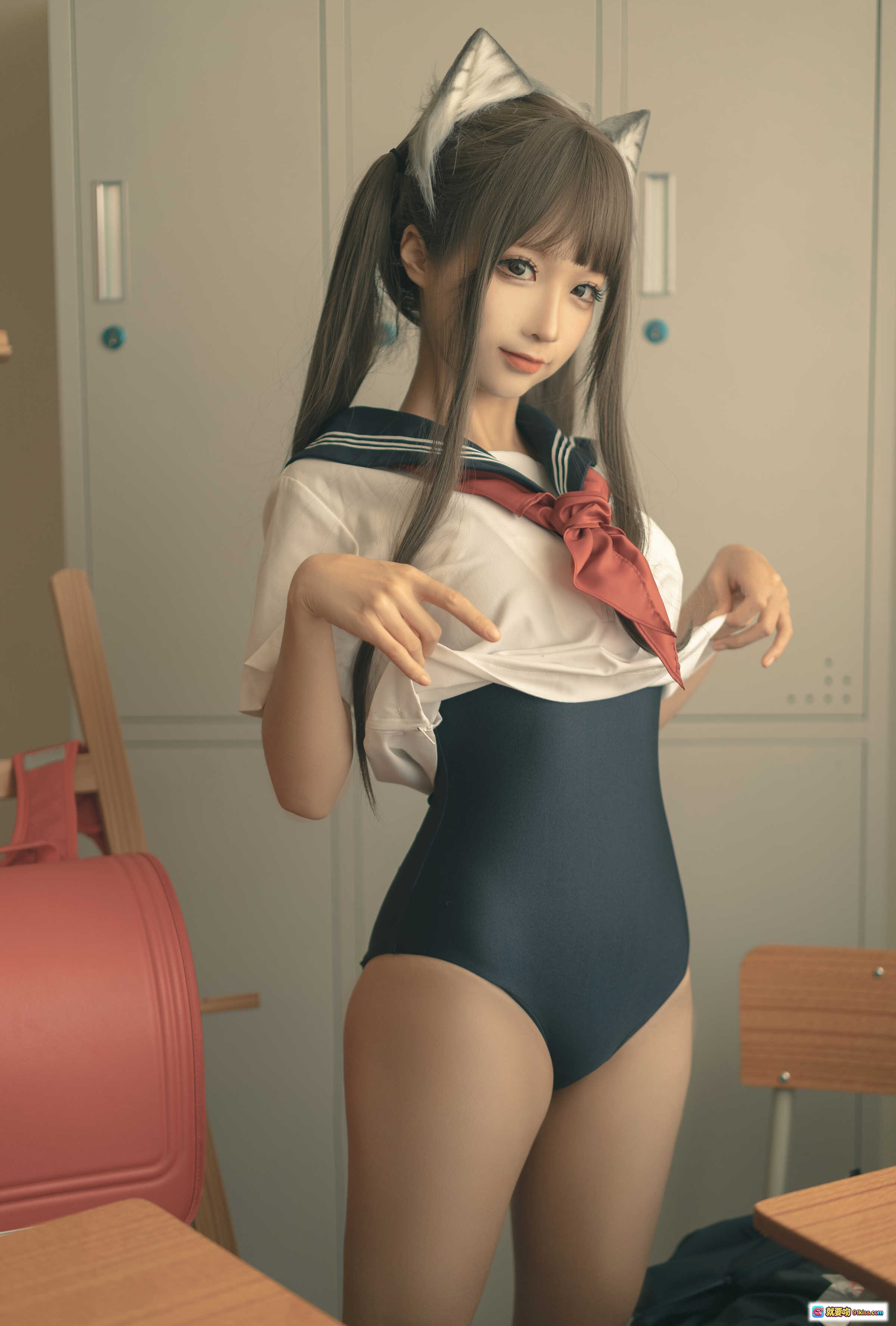 图片[10] - 蠢沫沫NO.143放学后写真 | 猫耳少女校服美腿白丝教室摆拍130P高清图集 - 就要吻