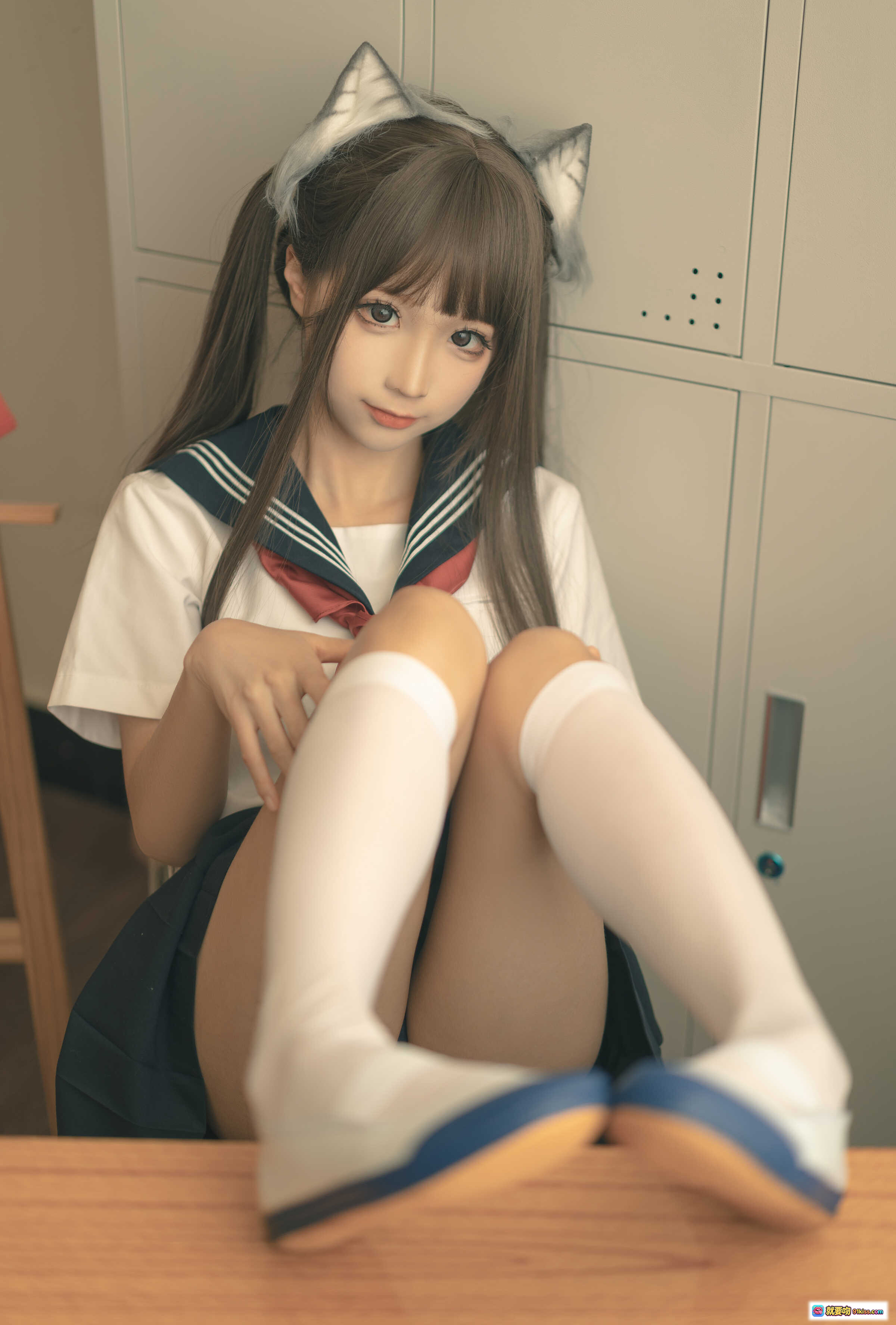 图片[2] - 蠢沫沫NO.143放学后写真 | 猫耳少女校服美腿白丝教室摆拍130P高清图集 - 就要吻