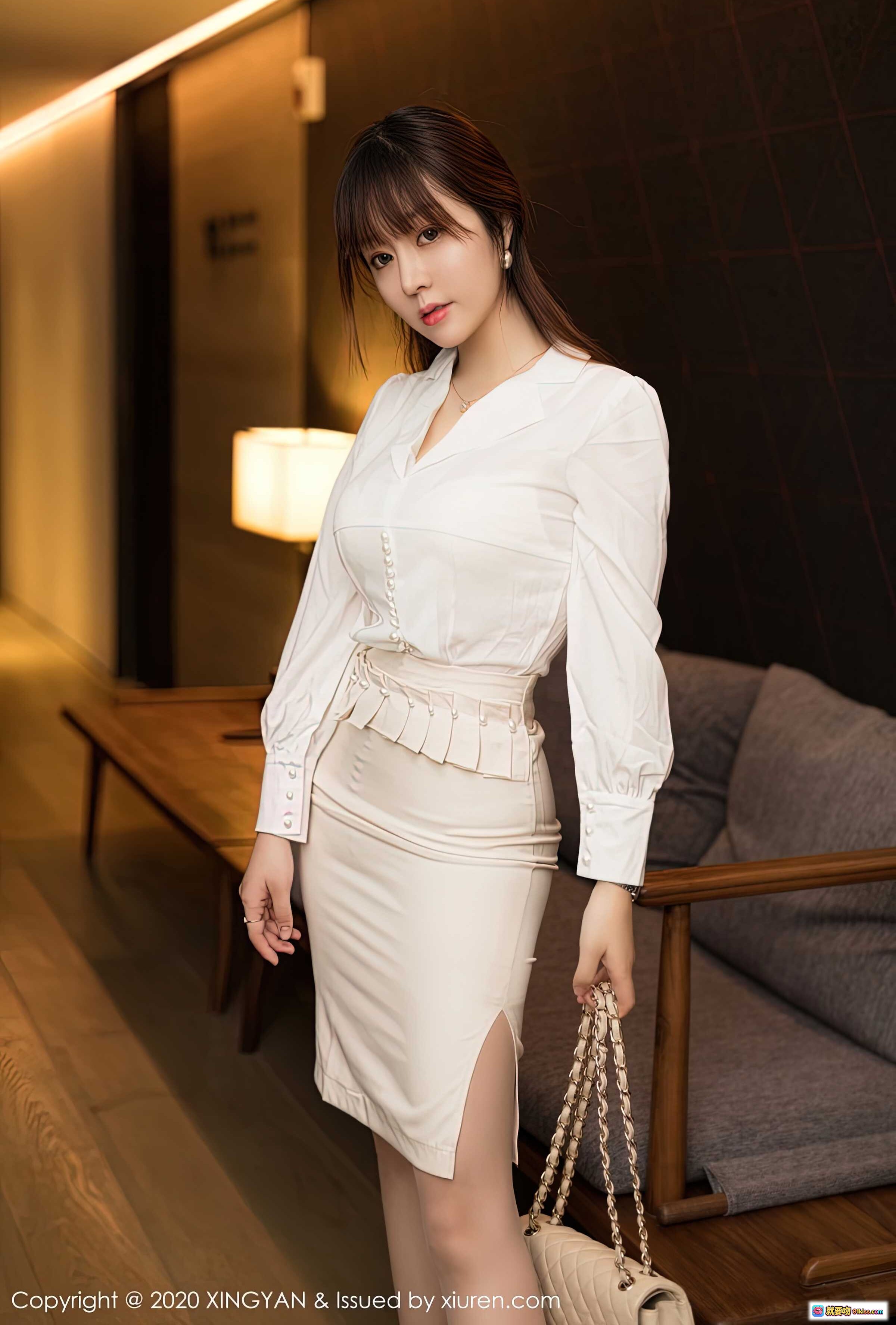 图片[9] - 王雨纯优雅白衬衫包臀裙写真 | 高清时尚人像摄影 | XINGYAN 2020 Vol.136 - 就要吻