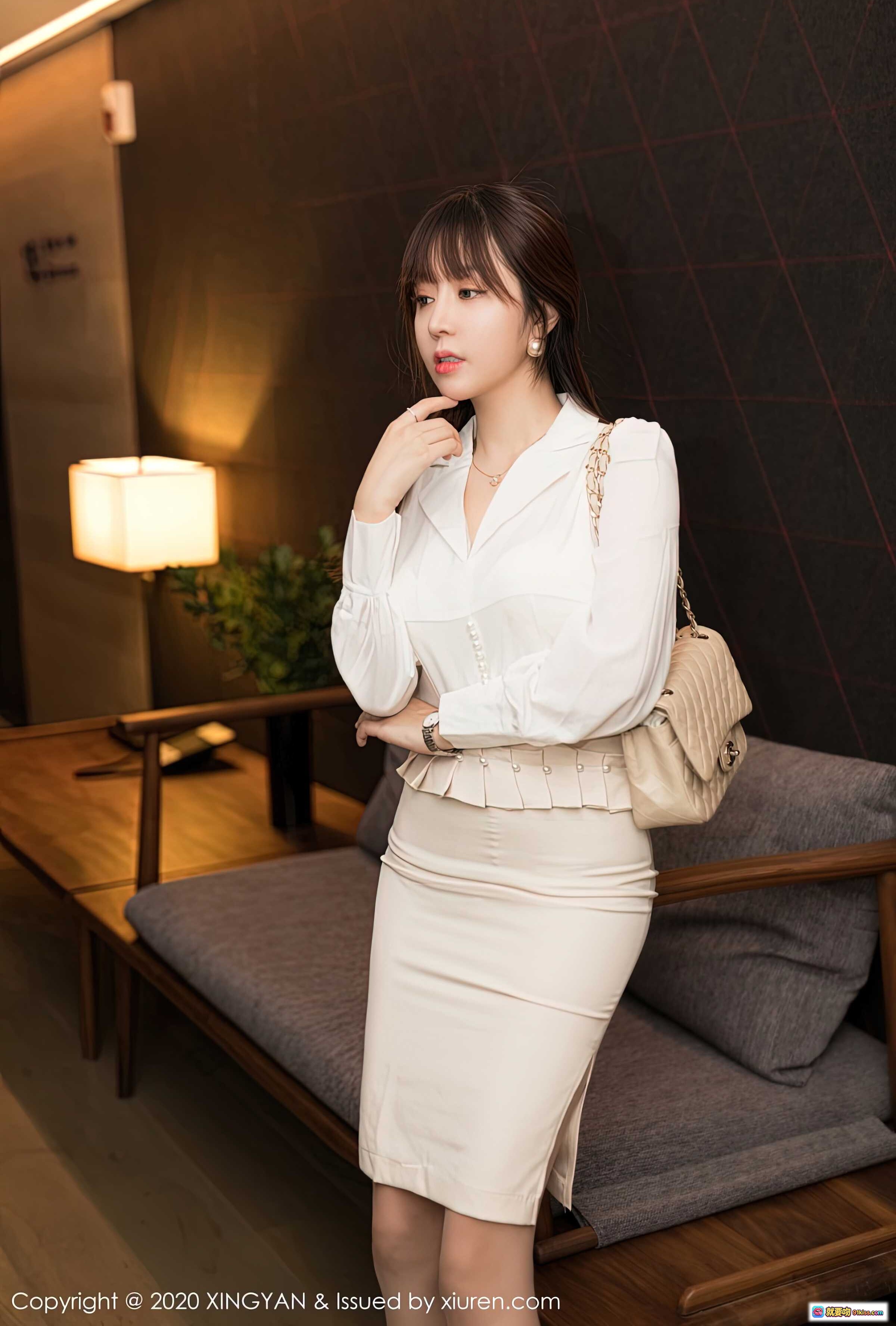 图片[5] - 王雨纯优雅白衬衫包臀裙写真 | 高清时尚人像摄影 | XINGYAN 2020 Vol.136 - 就要吻