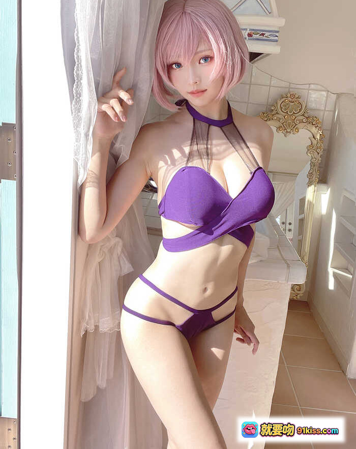 图片[1] - ElyEE子 NO.078 Mujina泳装写真 36P紫色系性感内衣造型 粉发蓝瞳日系美少女室内光影拍摄 - 就要吻