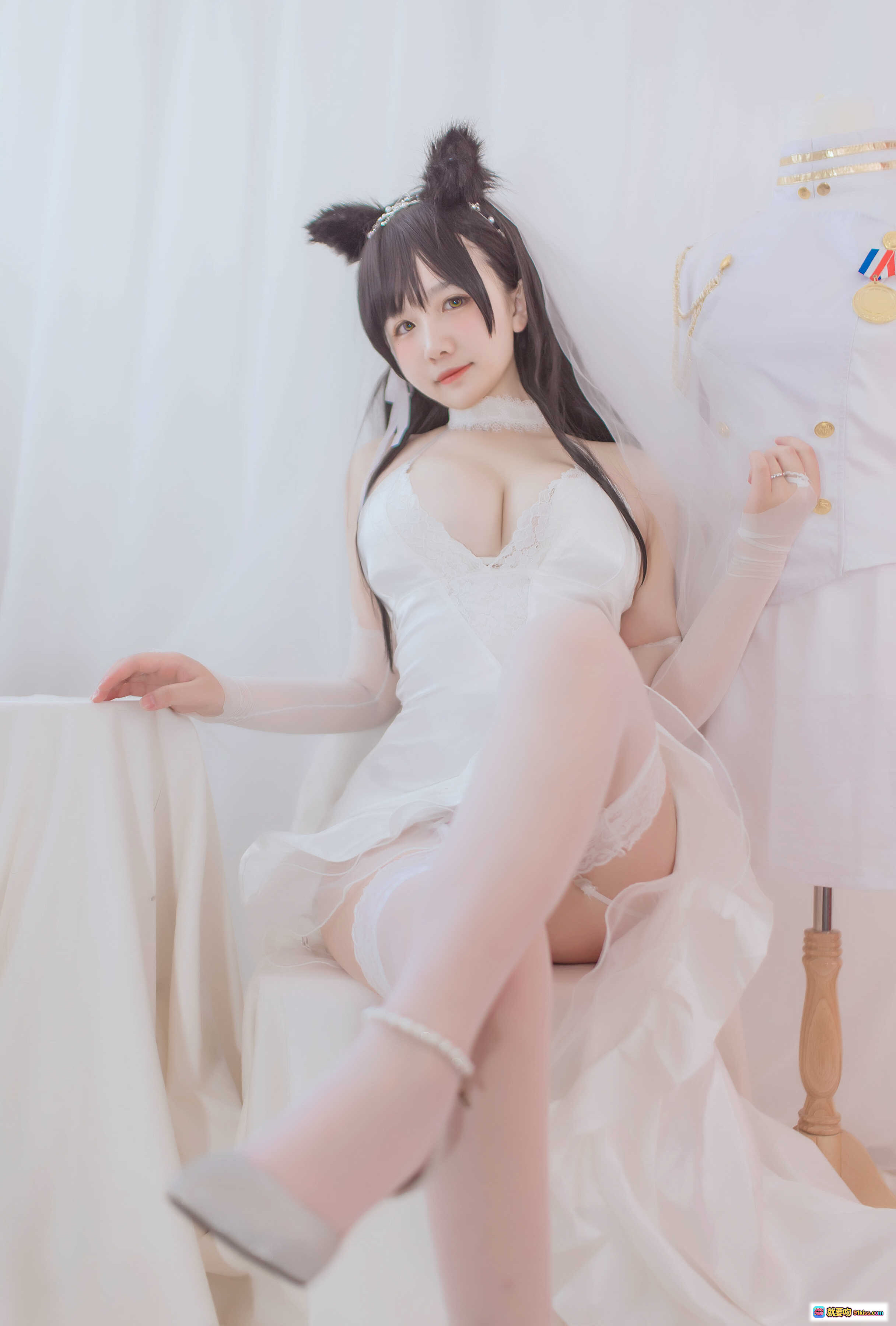 图片[4] - 阿半爱宕婚纱写真NO.014｜猫耳新娘白纱蕾丝长手套甜美性感36P高清图集 - 就要吻