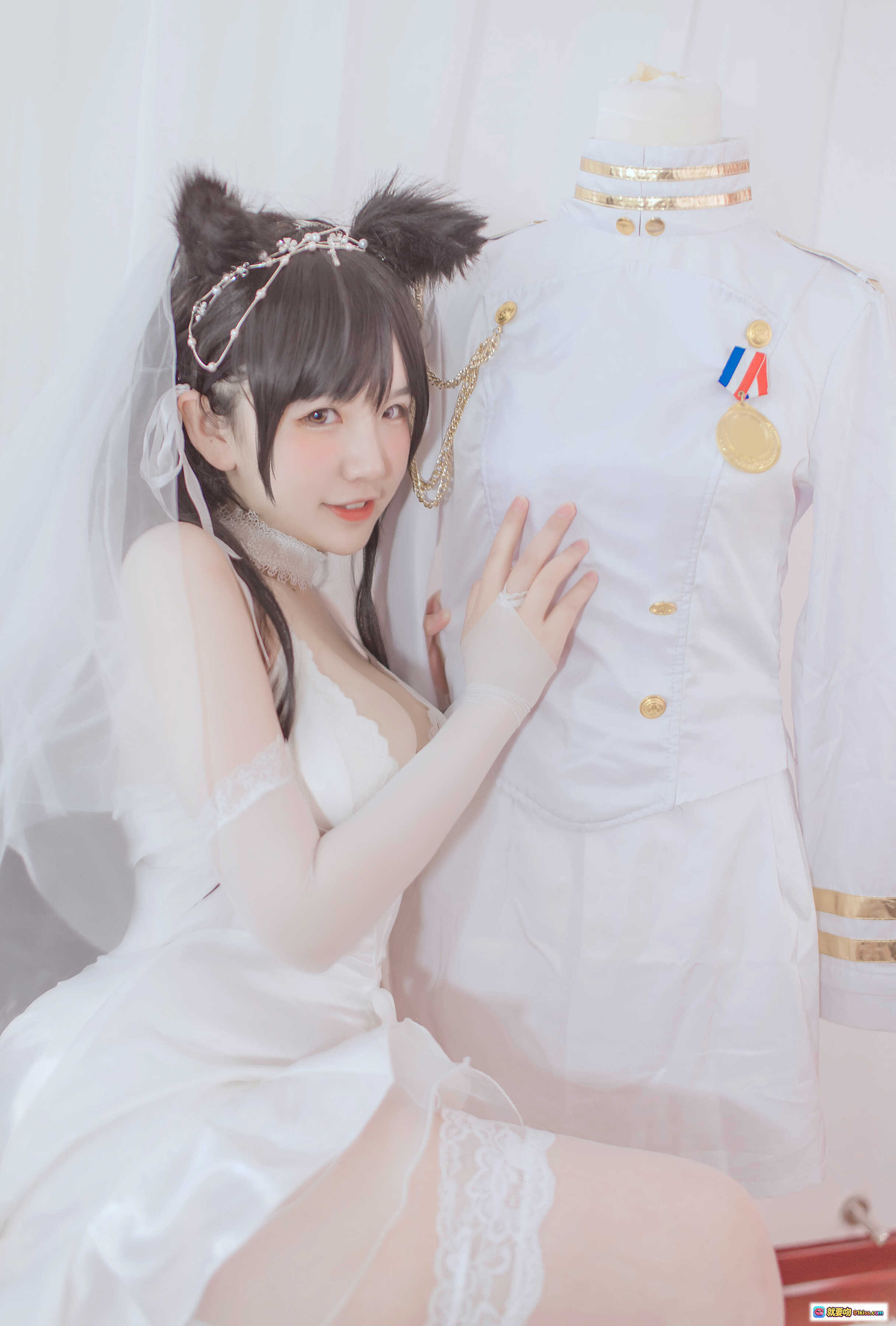 图片[8] - 阿半爱宕婚纱写真NO.014｜猫耳新娘白纱蕾丝长手套甜美性感36P高清图集 - 就要吻