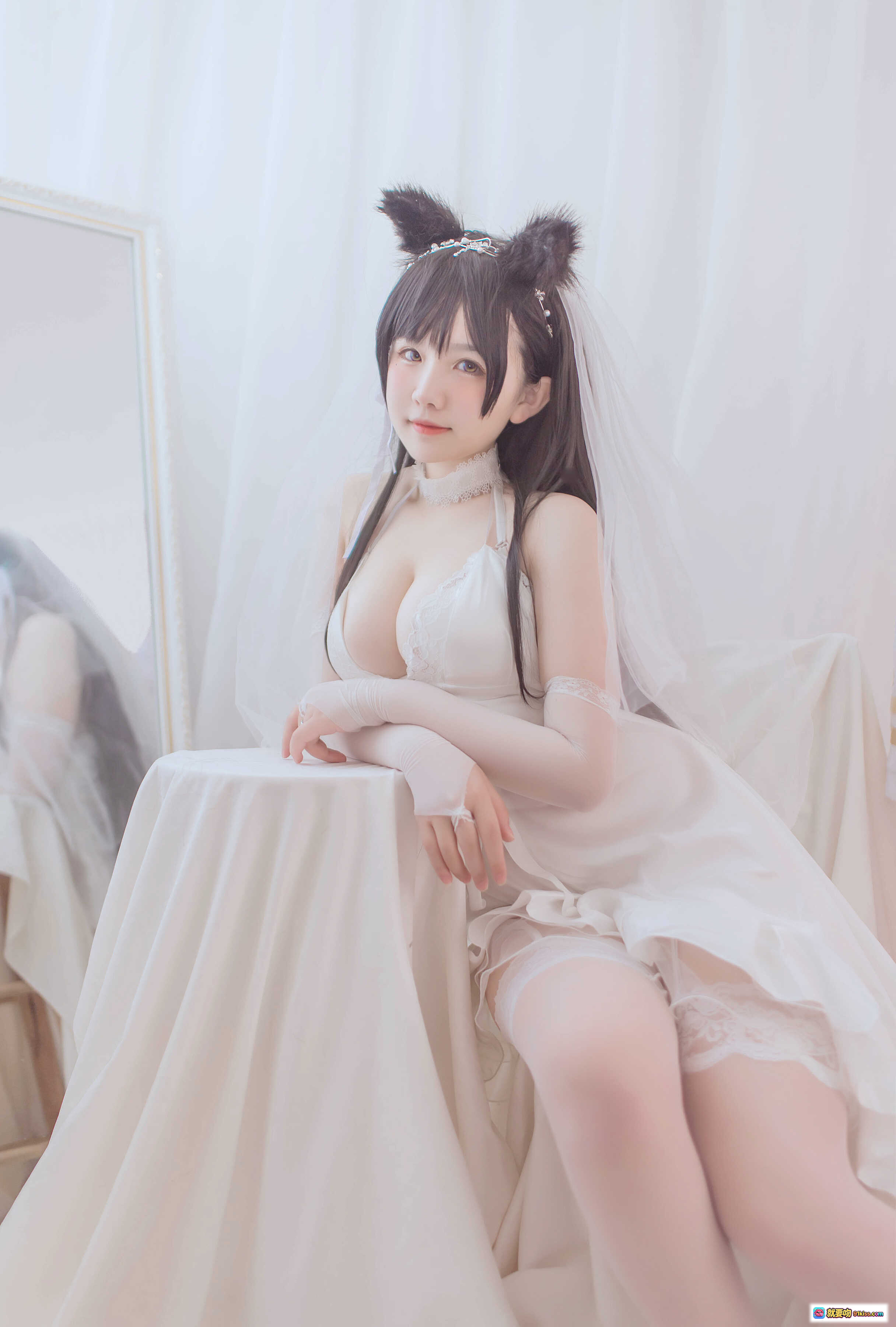 图片[2] - 阿半爱宕婚纱写真NO.014｜猫耳新娘白纱蕾丝长手套甜美性感36P高清图集 - 就要吻