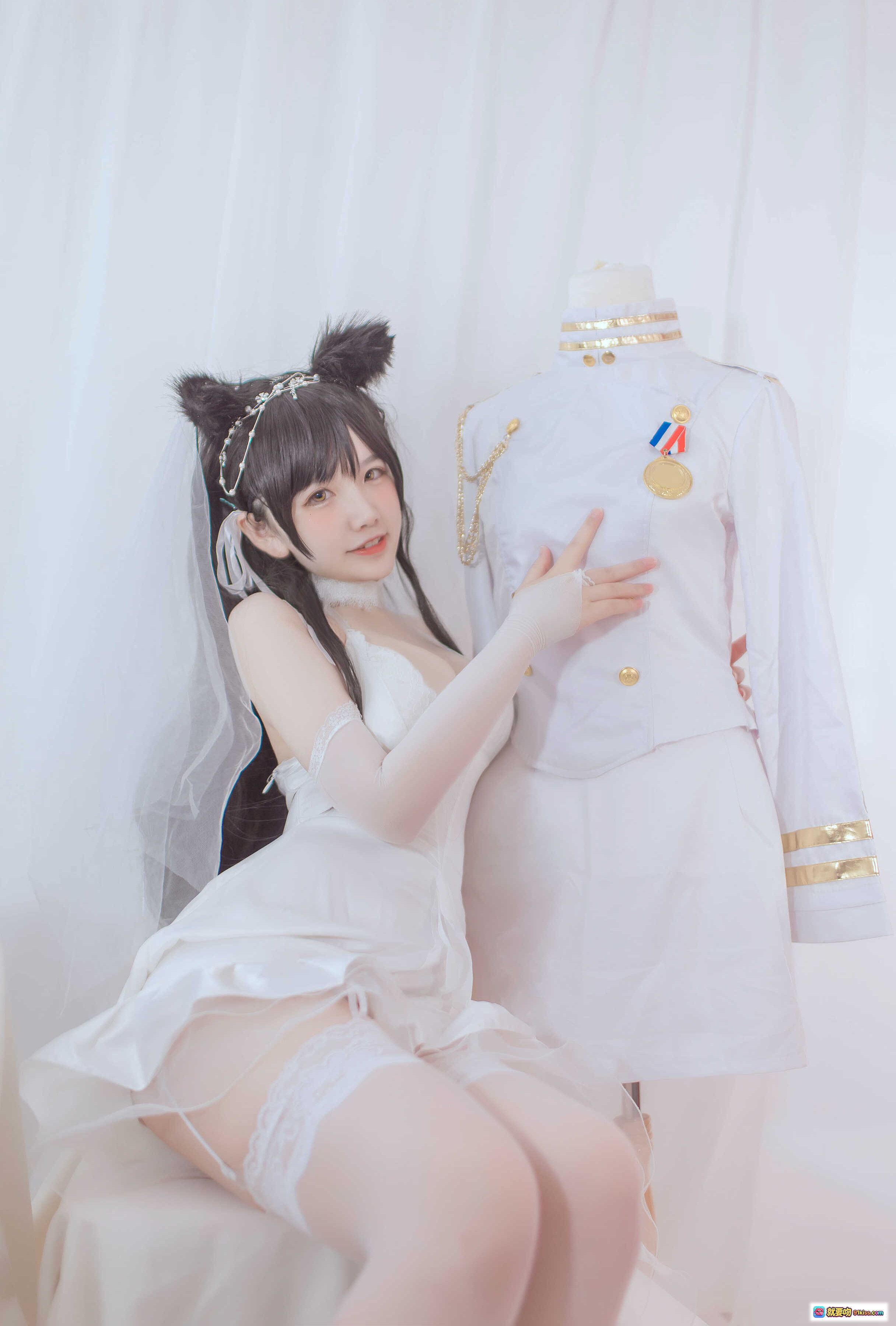 图片[9] - 阿半爱宕婚纱写真NO.014｜猫耳新娘白纱蕾丝长手套甜美性感36P高清图集 - 就要吻