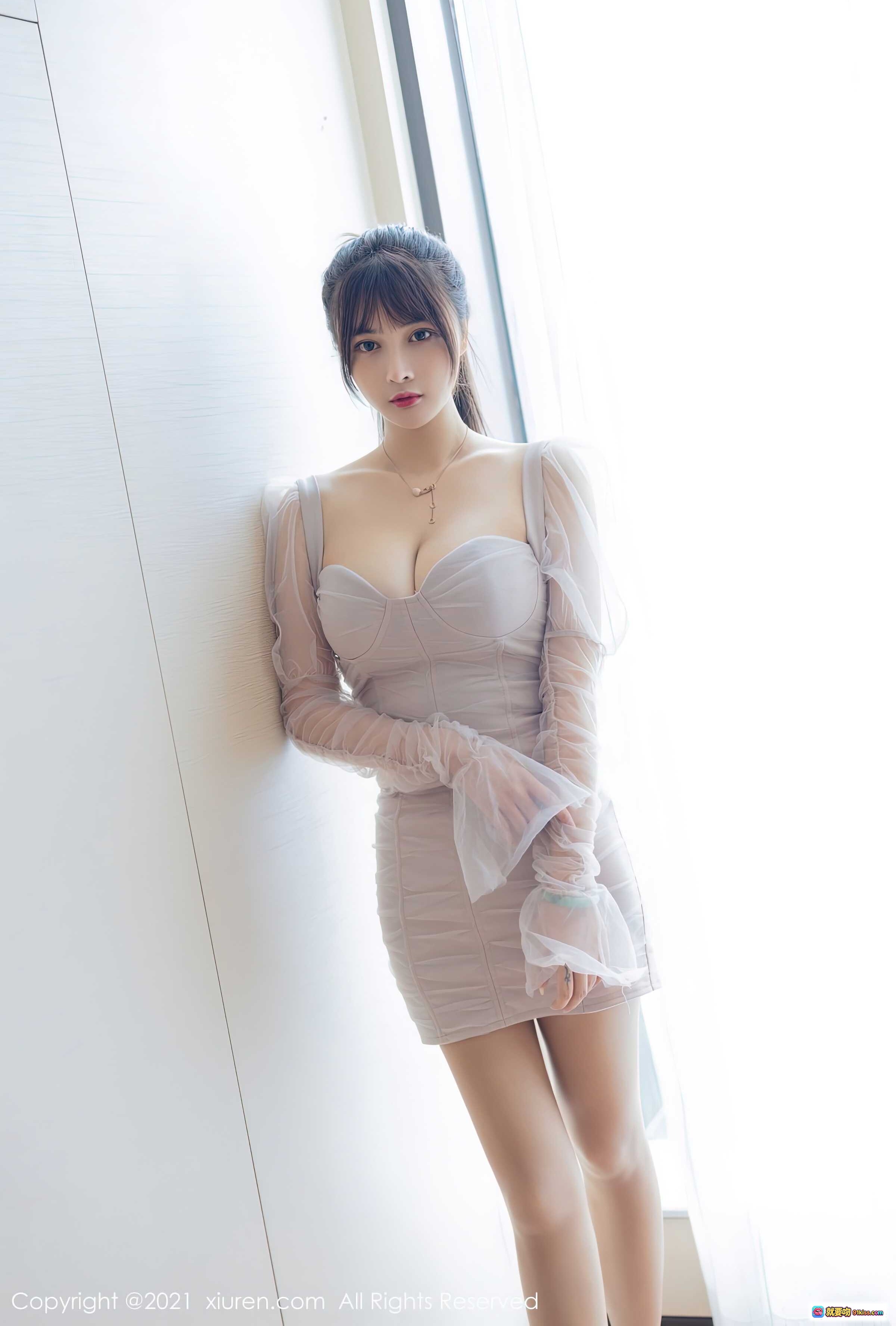 图片[7] - 萌奈子白色透视连衣裙高跟美腿写真 – XiuRen秀人网2021.05.17 No.3418优雅室内窗边拍摄 - 就要吻