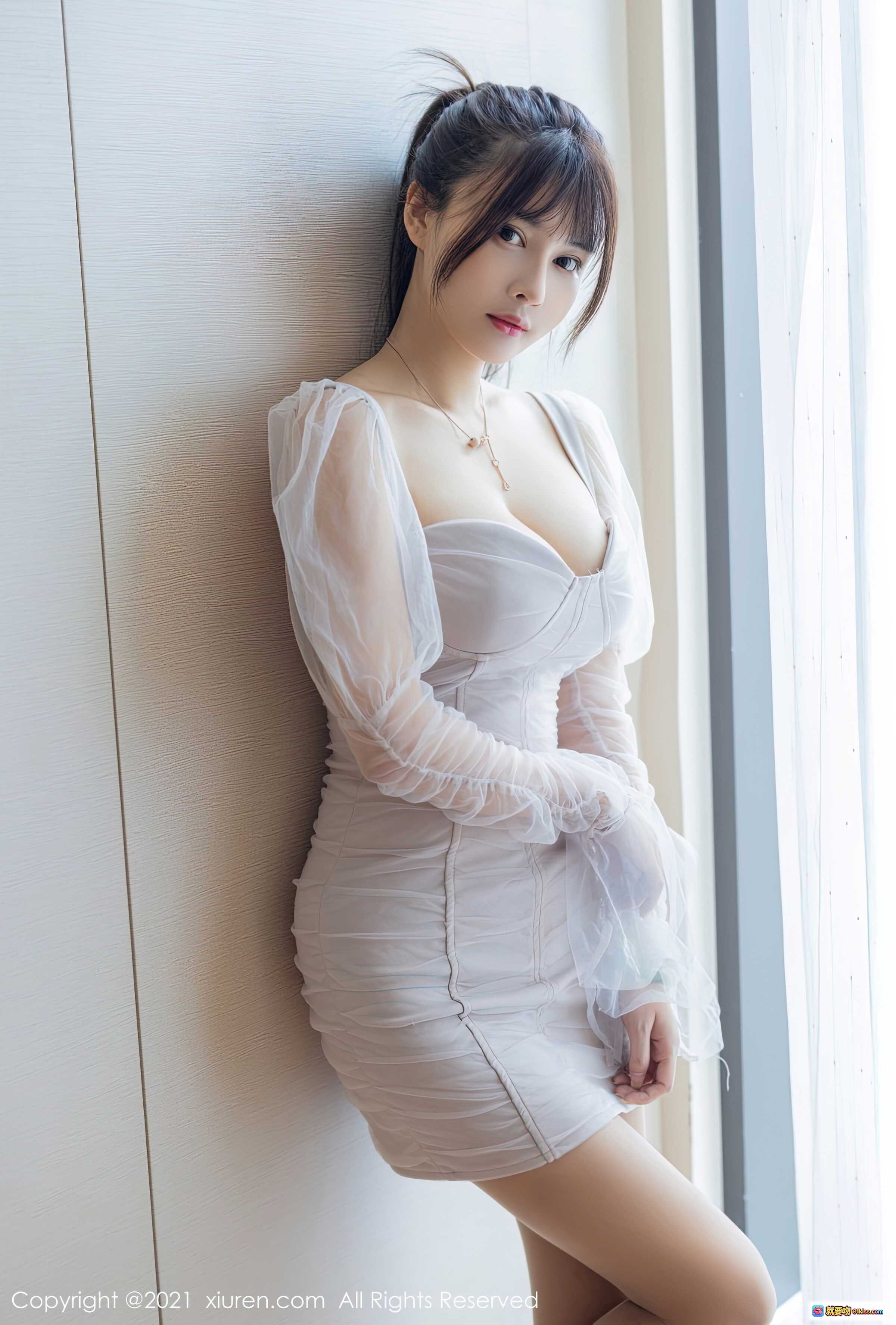 图片[8] - 萌奈子白色透视连衣裙高跟美腿写真 – XiuRen秀人网2021.05.17 No.3418优雅室内窗边拍摄 - 就要吻
