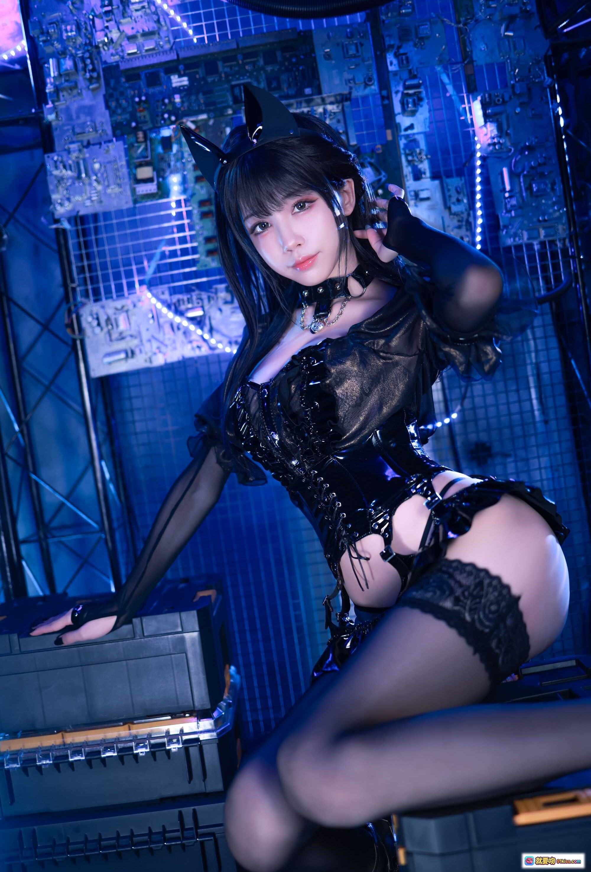 图片[7] - 水淼Aqua NO.094 黑色猫女郎写真 | 蕾丝内衣+猫耳发饰+漆皮束腰+黑丝美腿 | 59P高清性感私房照 - 就要吻