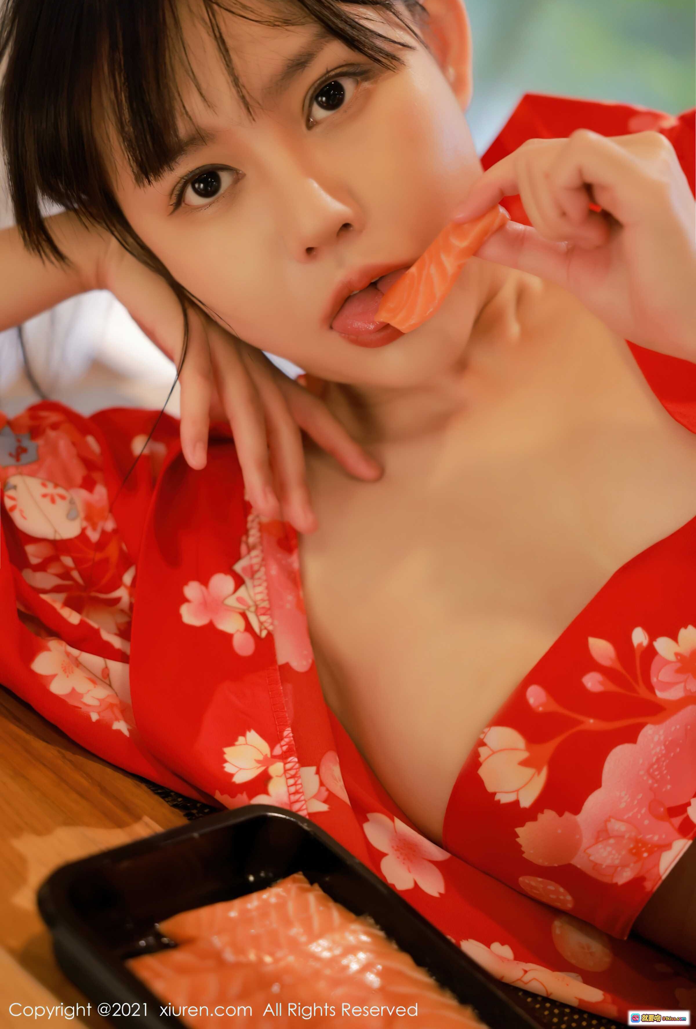 图片[10] - 韩希蕾红樱和服写真 | 秀人网2021.10.14 No.4063 | 茶道场景性感私房照 | 木质桌台日系风情 - 就要吻