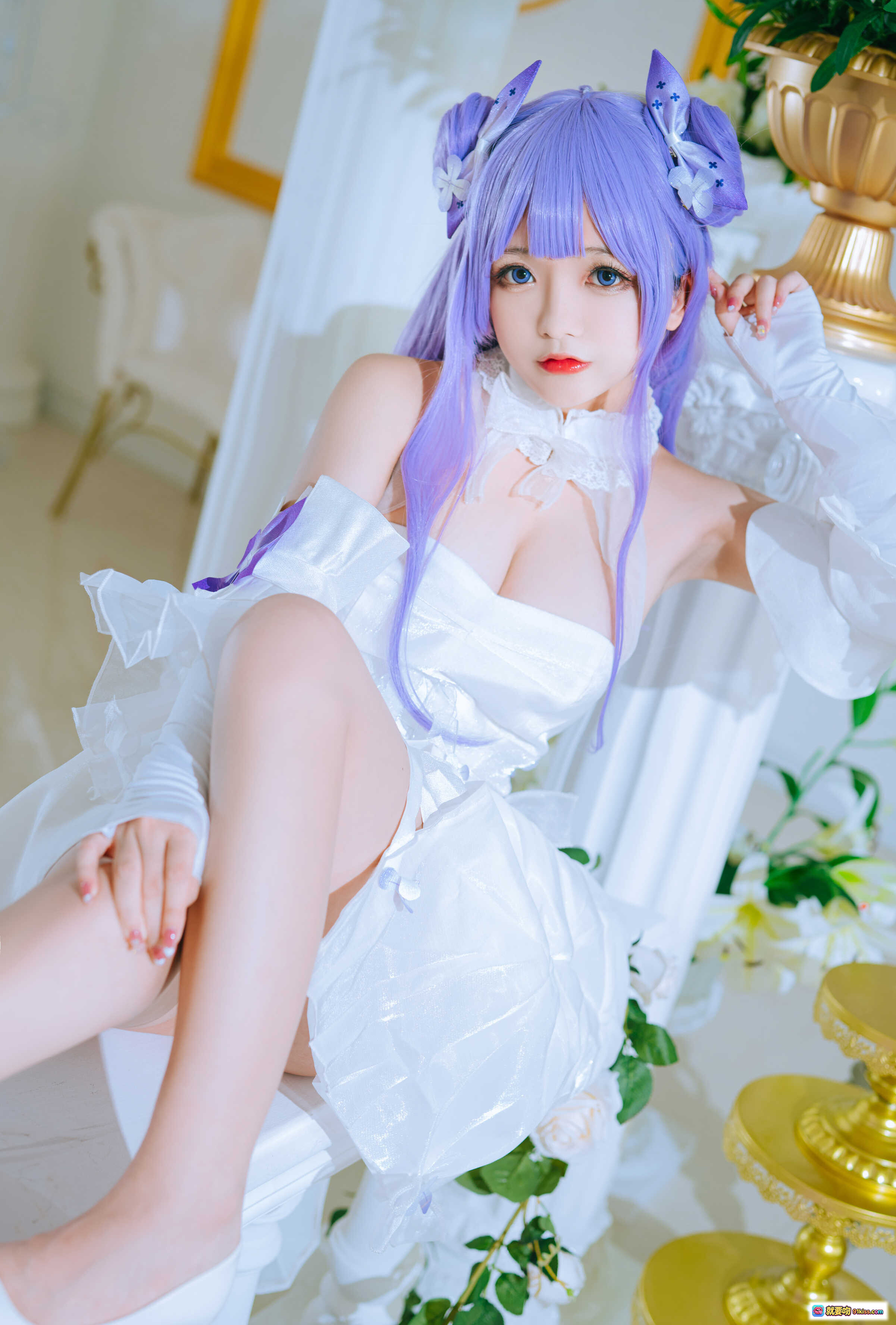 图片[8] - 日奈娇NO.033独角兽兵装Cosplay写真｜紫色长发白裙少女｜华丽宫廷风场景｜精致蕾丝装饰｜高跟鞋美腿特写｜42P高清图集 - 就要吻