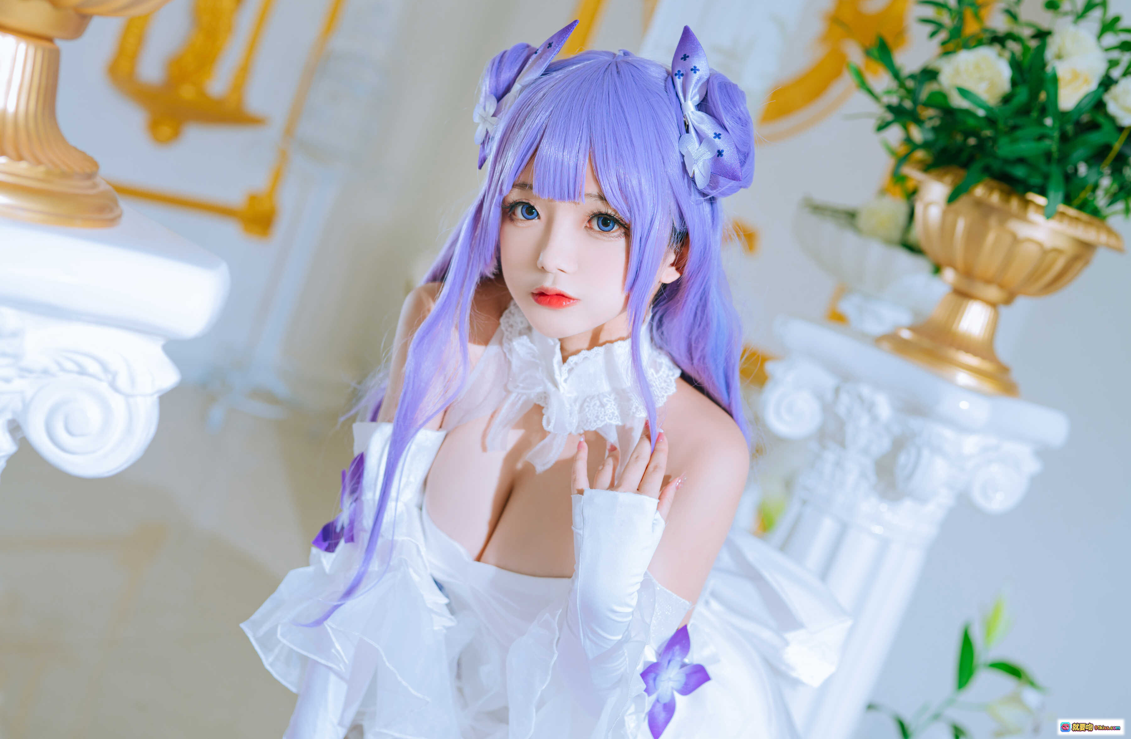 图片[10] - 日奈娇NO.033独角兽兵装Cosplay写真｜紫色长发白裙少女｜华丽宫廷风场景｜精致蕾丝装饰｜高跟鞋美腿特写｜42P高清图集 - 就要吻