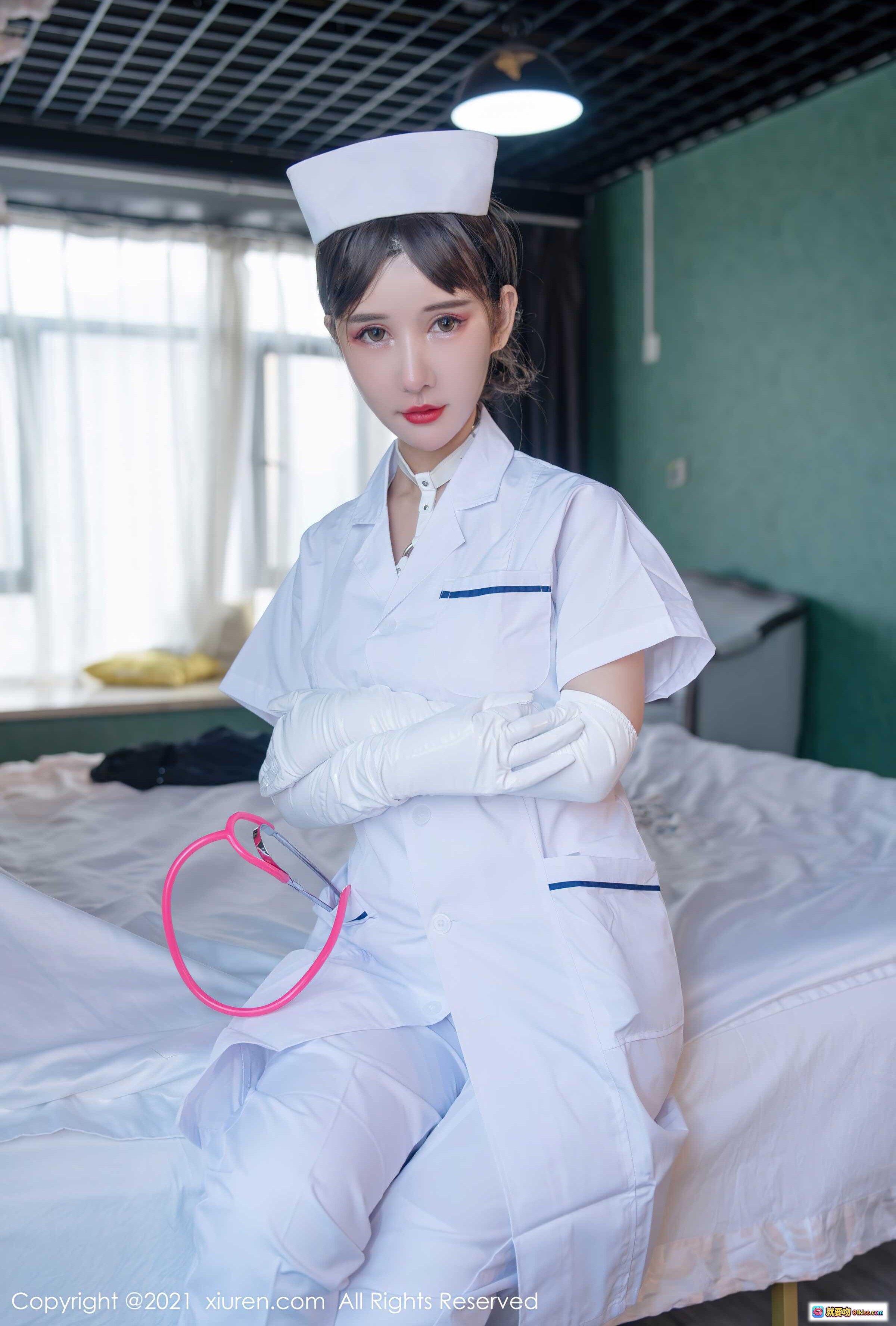 图片[7] - 夏沫沫护士装写真 | 白色制服长手套樱花背景 | XIUREN秀人网2021.11.09 No.4187 - 就要吻