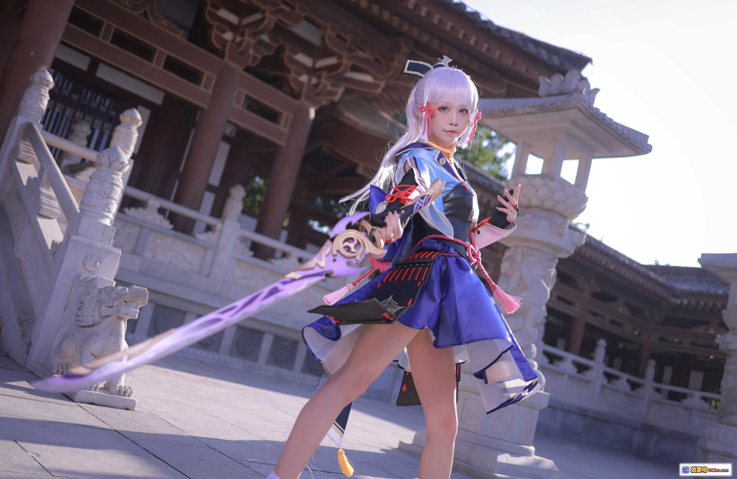 图片[5] - 水淼aqua神里绫华cosplay高清写真｜古风建筑背景｜精致和风服饰｜动态跳跃姿势｜68P图集 - 就要吻