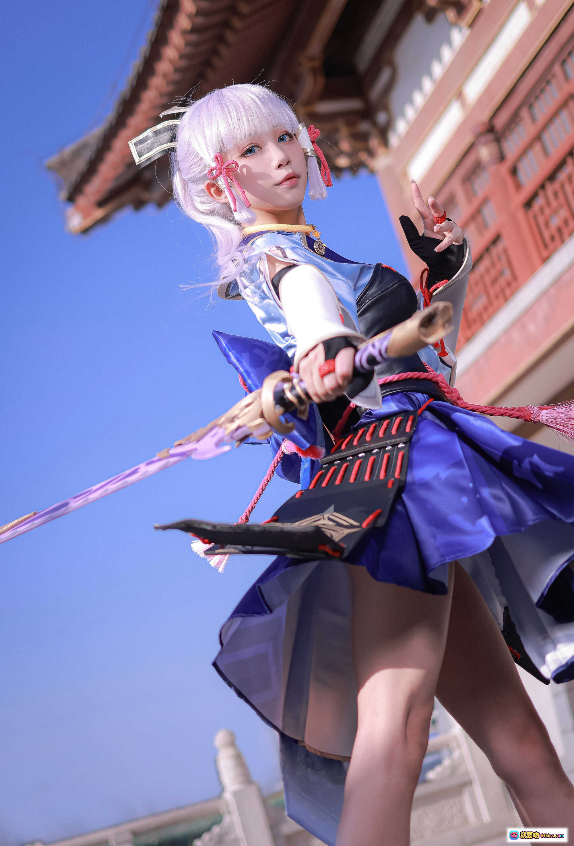 图片[7] - 水淼aqua神里绫华cosplay高清写真｜古风建筑背景｜精致和风服饰｜动态跳跃姿势｜68P图集 - 就要吻