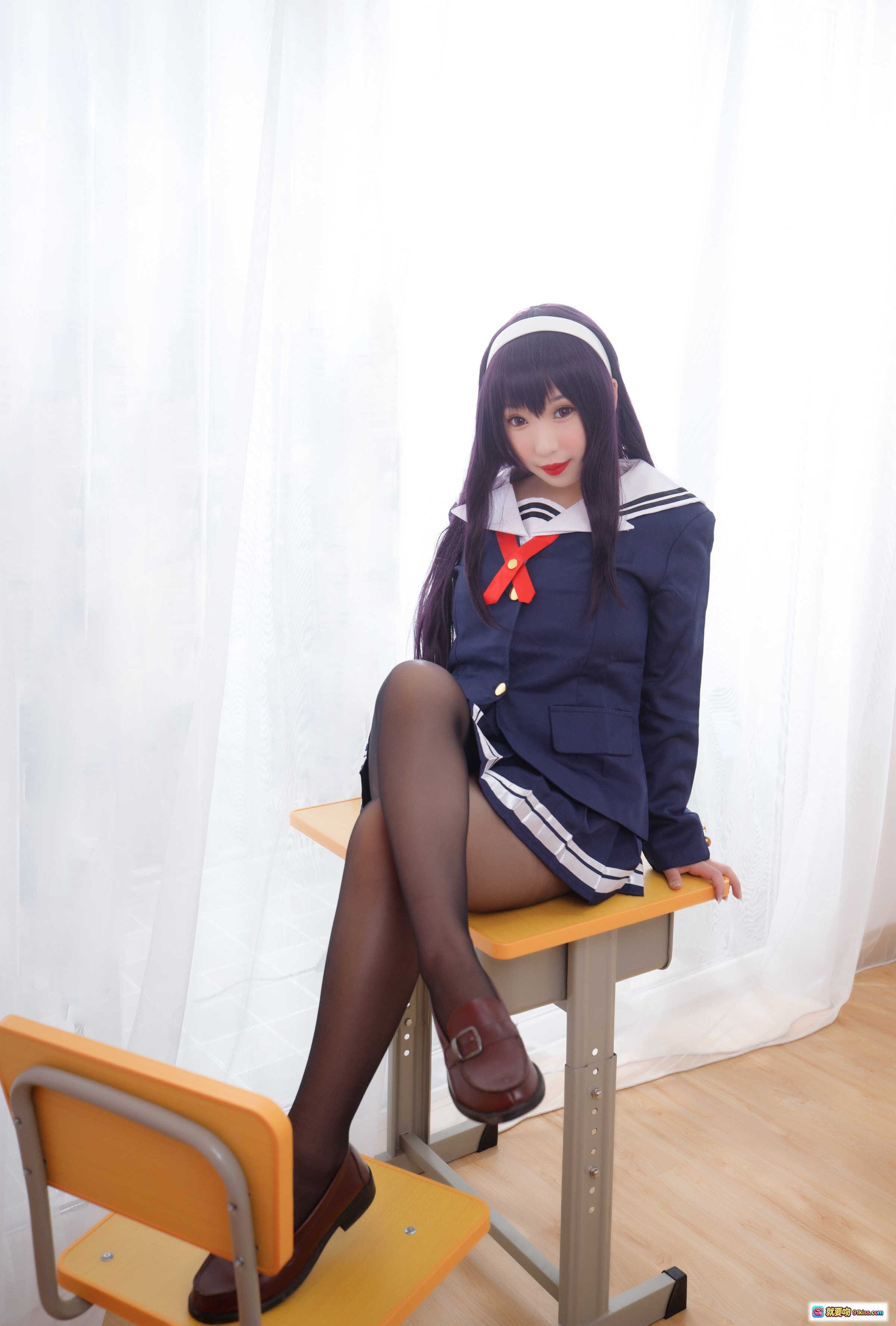 图片[6] - 胡桃猫Kurumineko学姐cosplay写真｜水手服黑丝美腿教室场景｜42P高清图集 - 就要吻