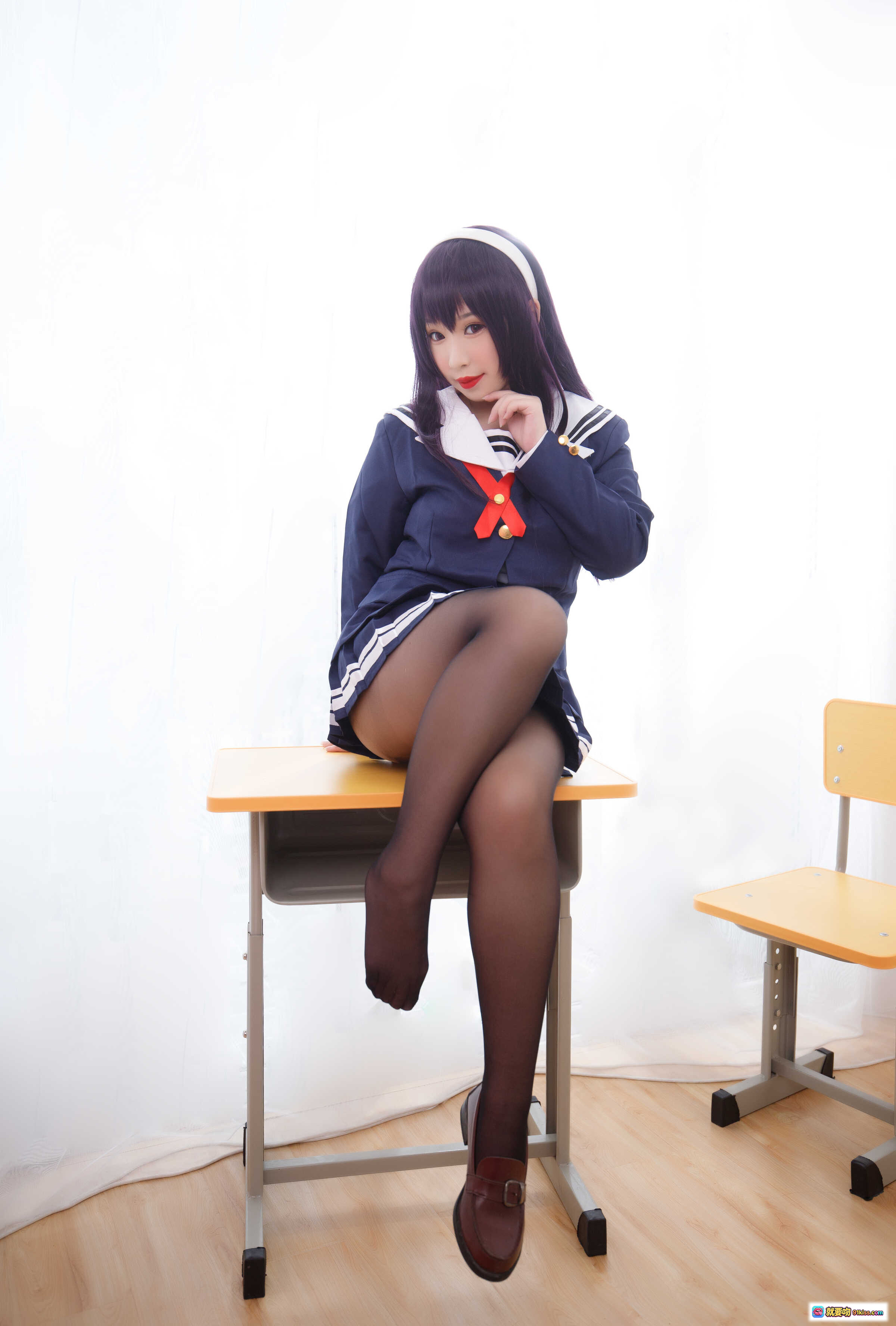 图片[3] - 胡桃猫Kurumineko学姐cosplay写真｜水手服黑丝美腿教室场景｜42P高清图集 - 就要吻