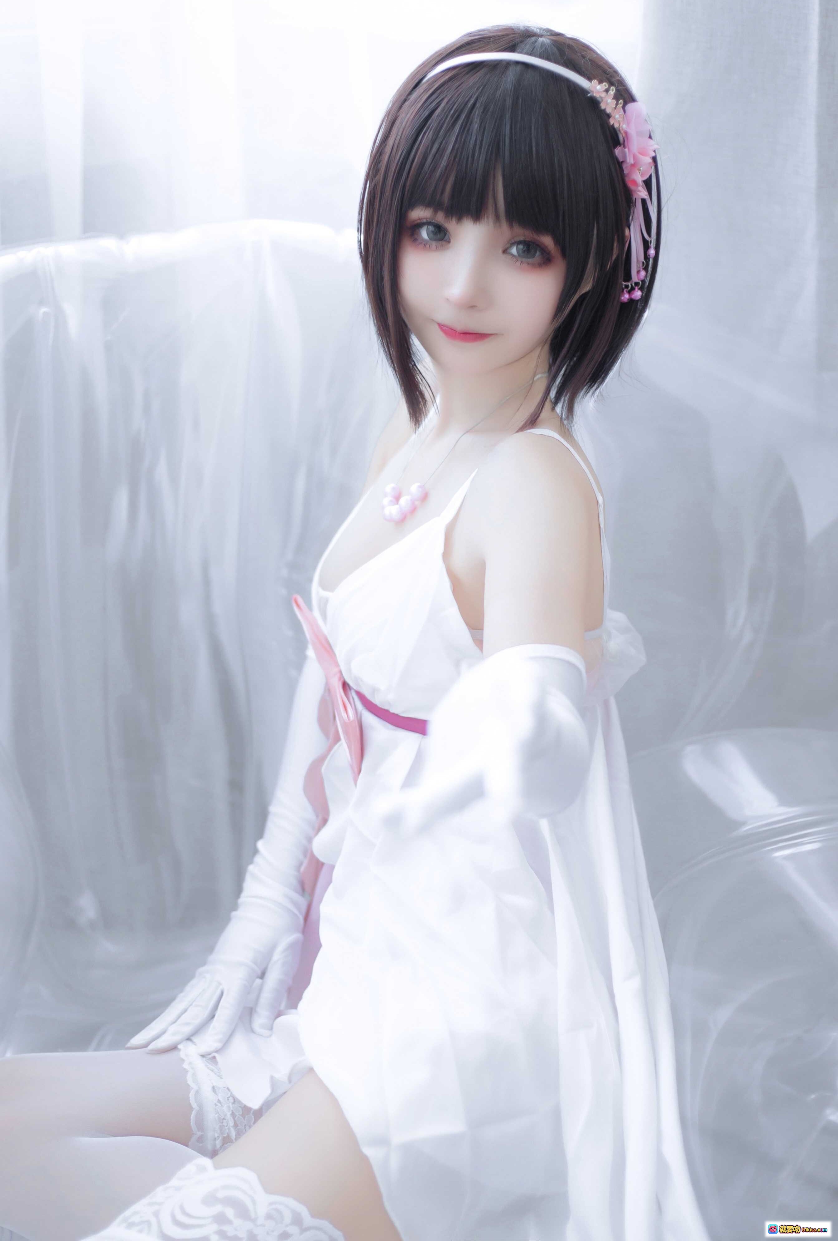 图片[3] - 桜井宁宁NO.041加藤惠cosplay 粉色蕾丝睡衣+草莓蛋糕+花环头饰+白丝美腿 甜美少女写真 - 就要吻