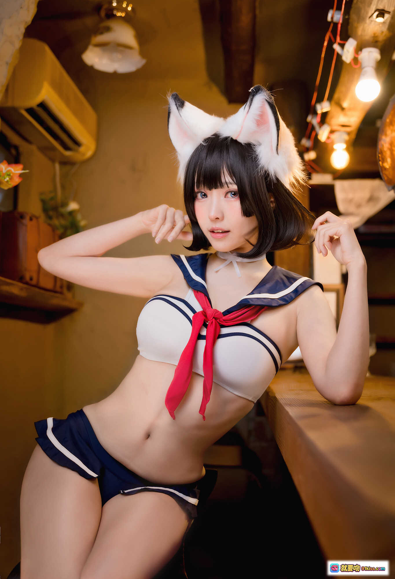 图片[10] - ElyEE子 NO.077 兽耳居酒屋 Cosplay 猫耳水手服 甜美性感写真 31P高清图集 - 就要吻
