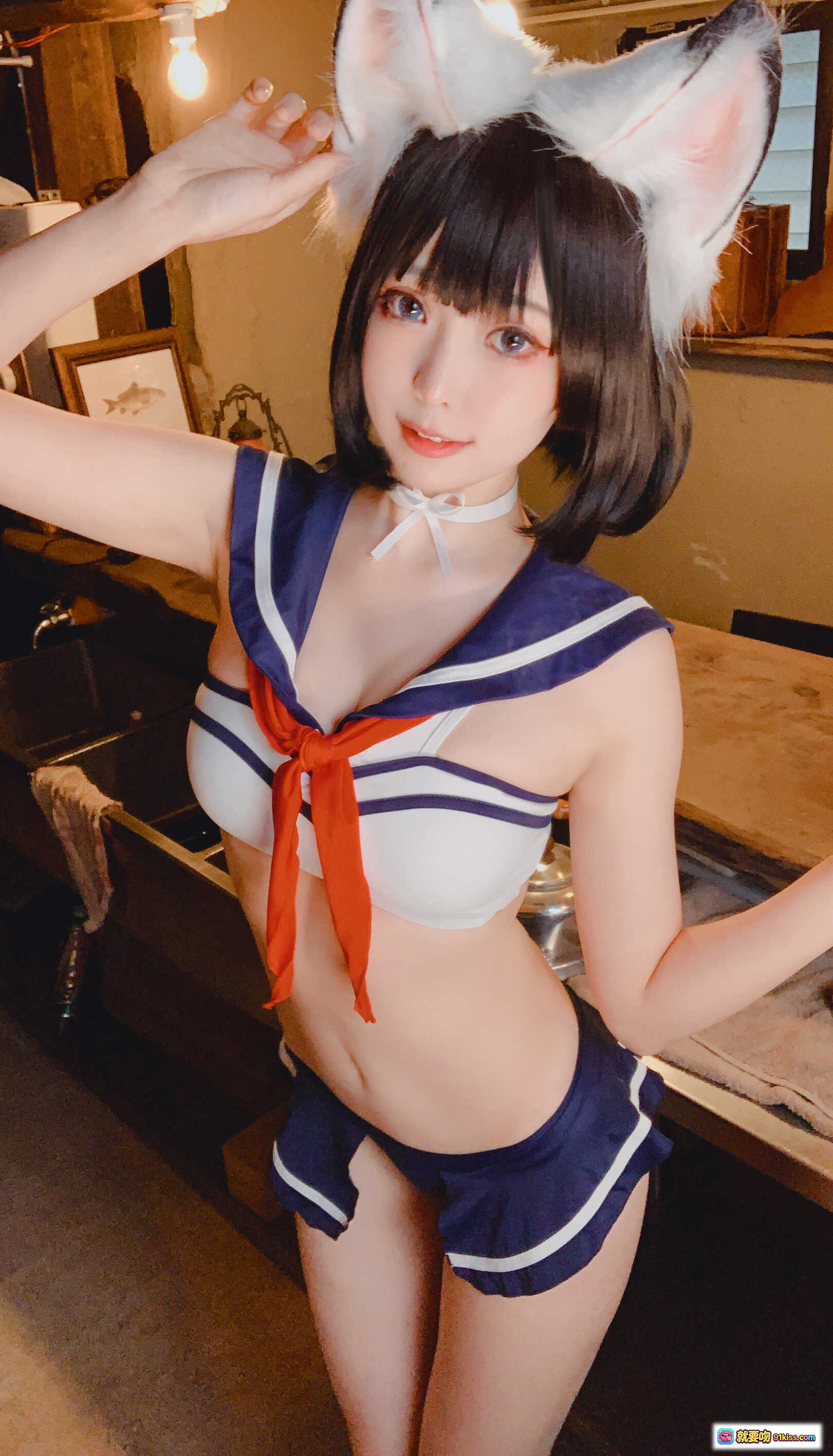图片[4] - ElyEE子 NO.077 兽耳居酒屋 Cosplay 猫耳水手服 甜美性感写真 31P高清图集 - 就要吻