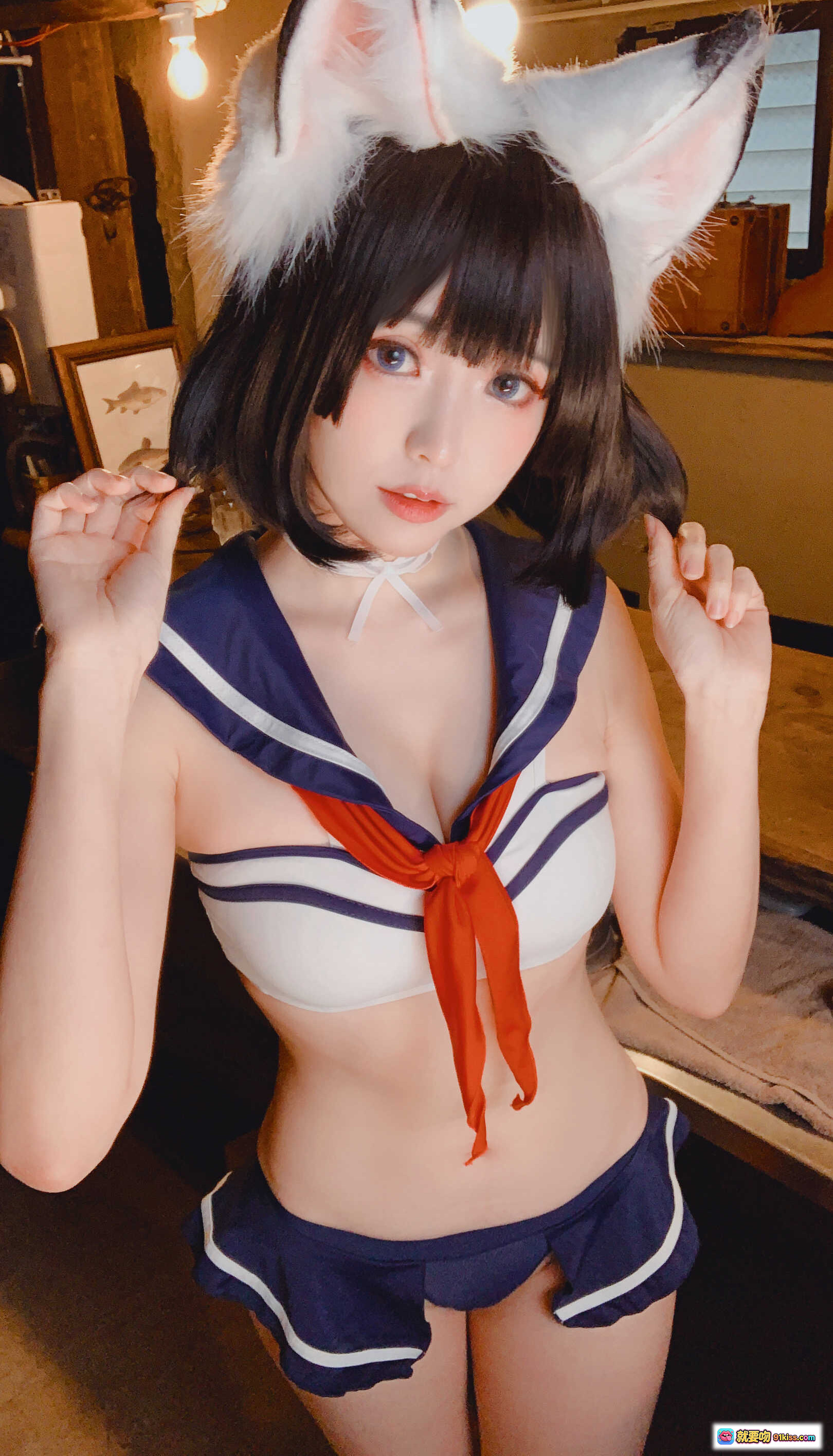 图片[3] - ElyEE子 NO.077 兽耳居酒屋 Cosplay 猫耳水手服 甜美性感写真 31P高清图集 - 就要吻