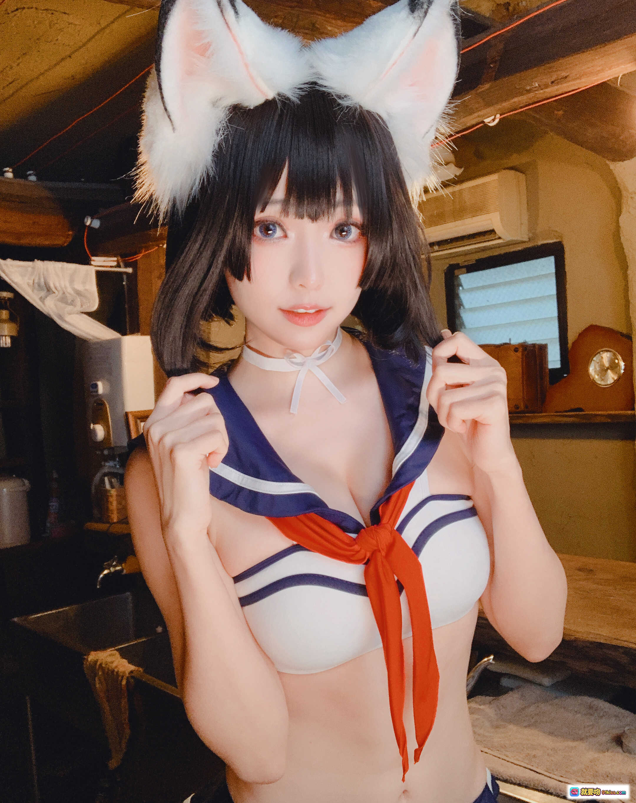 图片[8] - ElyEE子 NO.077 兽耳居酒屋 Cosplay 猫耳水手服 甜美性感写真 31P高清图集 - 就要吻
