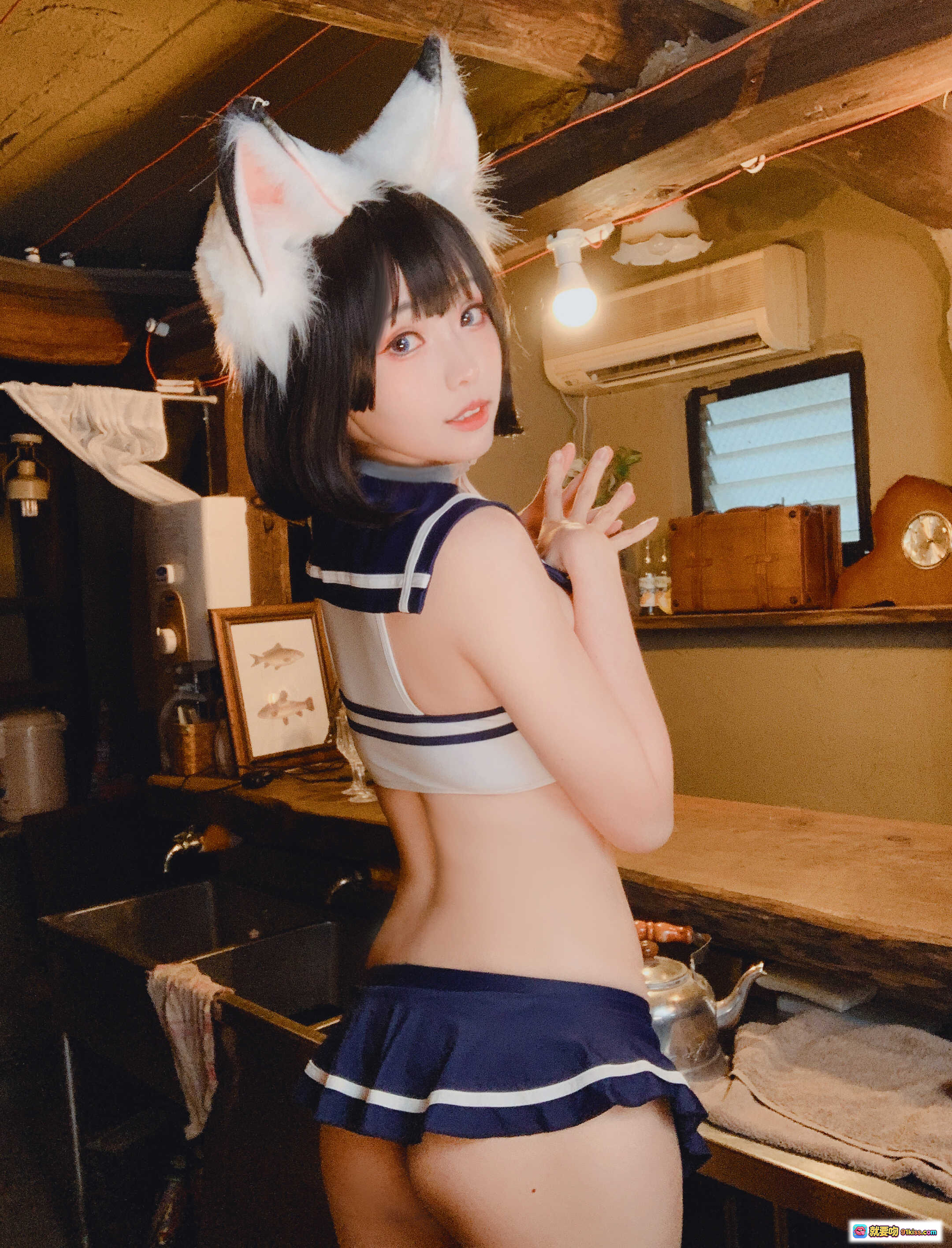 图片[7] - ElyEE子 NO.077 兽耳居酒屋 Cosplay 猫耳水手服 甜美性感写真 31P高清图集 - 就要吻
