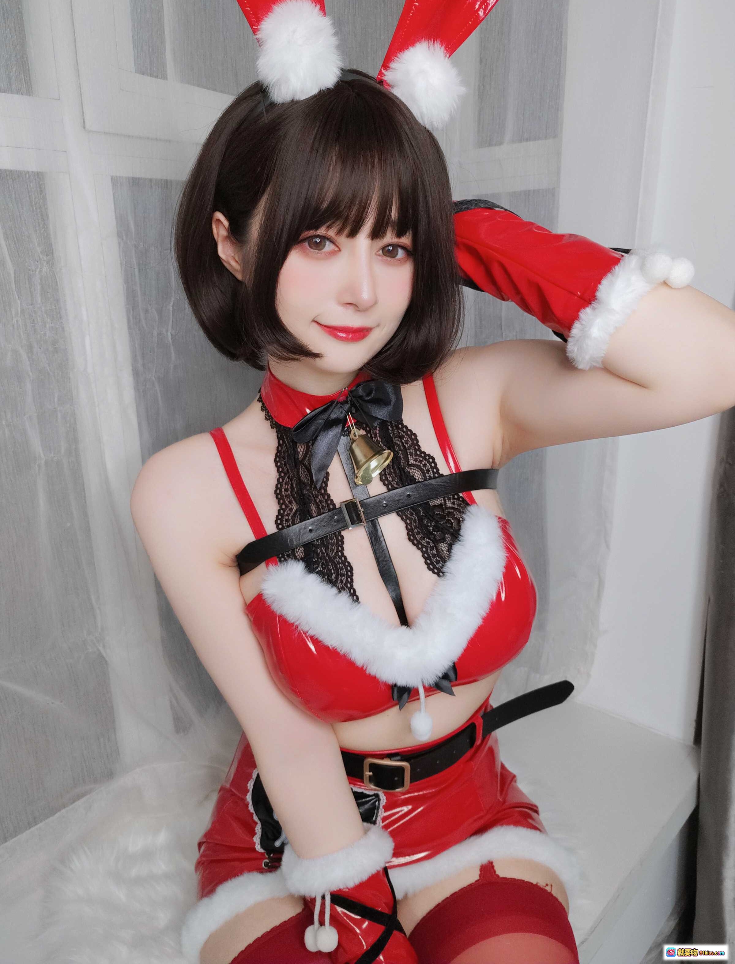图片[6] - 圣诞兔女郎写真 | 红色丝袜+兔耳头饰+圣诞主题cos | 白银81 NO.094 12月会员合集 12-22 - 就要吻