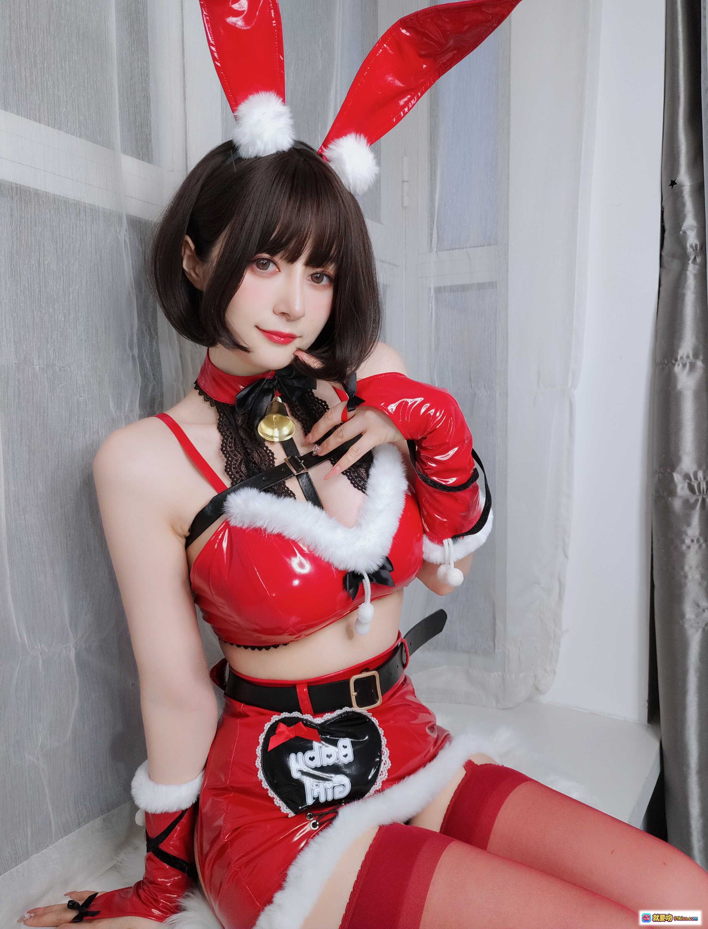 图片[9] - 圣诞兔女郎写真 | 红色丝袜+兔耳头饰+圣诞主题cos | 白银81 NO.094 12月会员合集 12-22 - 就要吻