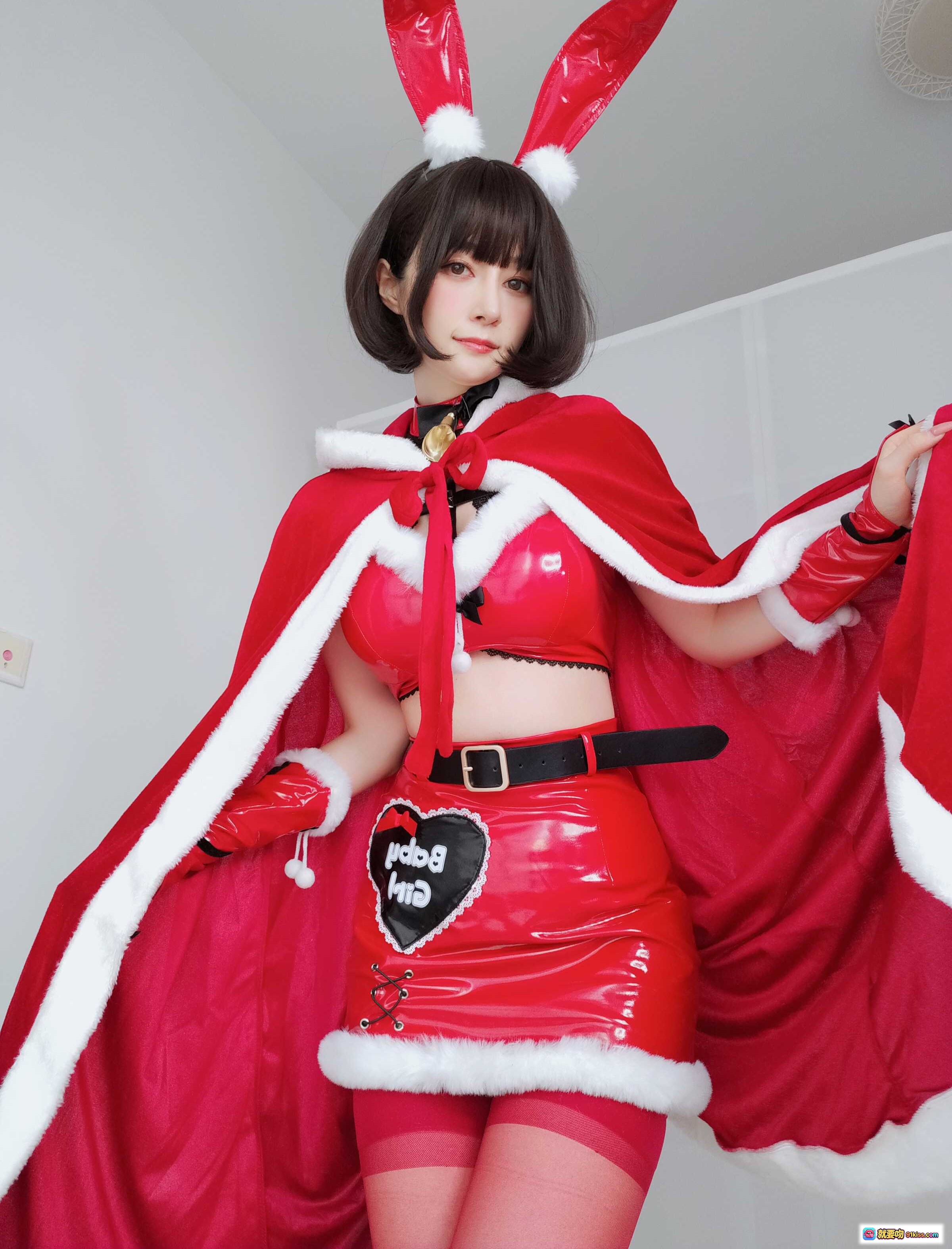 图片[9] - 白银81 NO.094 圣诞兔女郎COS写真 12月会员合集 红色皮质兔耳装 白毛边蕾丝吊带 蝴蝶结颈饰 圣诞主题美少女 - 就要吻