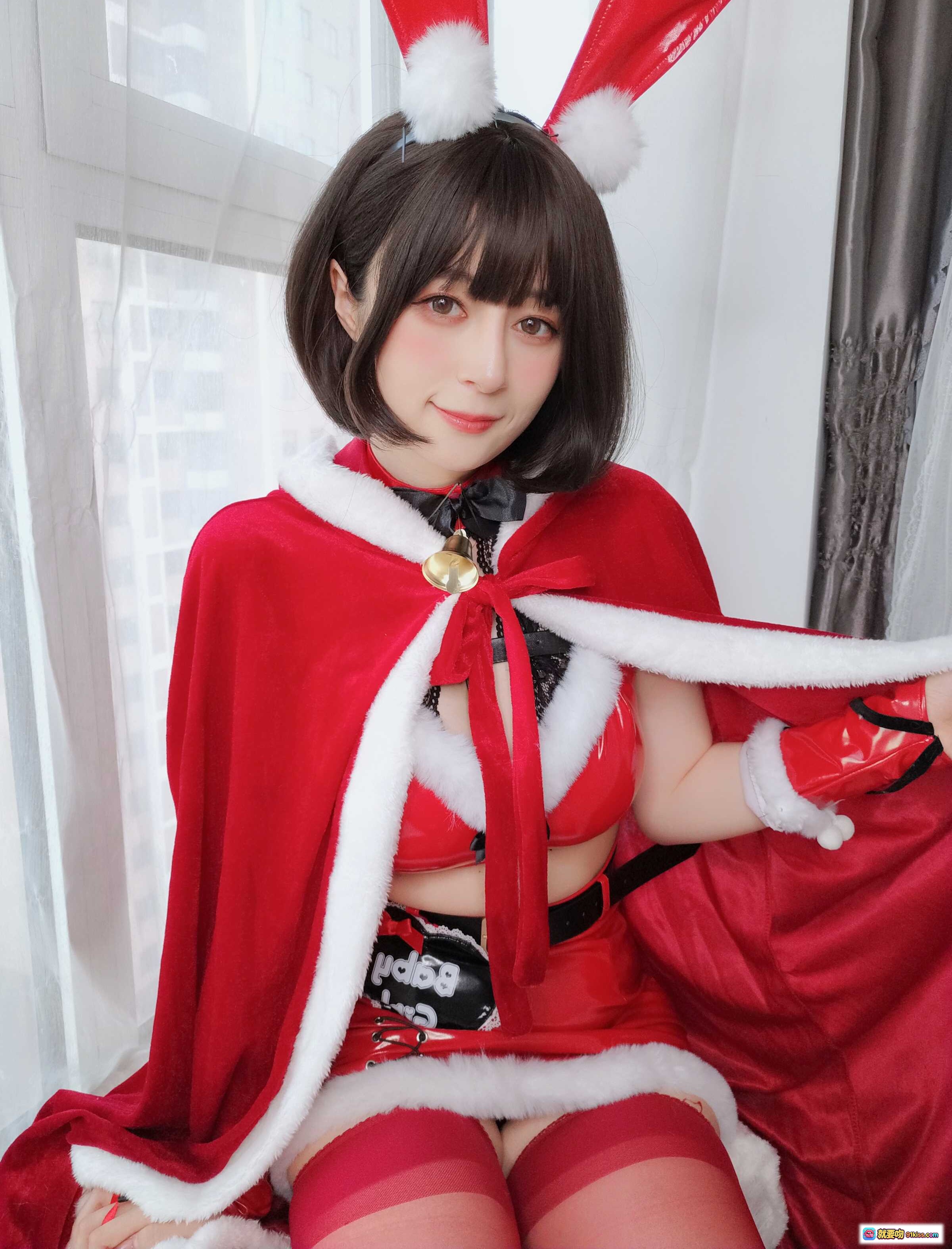 图片[7] - 白银81 NO.094 圣诞兔女郎COS写真 12月会员合集 红色皮质兔耳装 白毛边蕾丝吊带 蝴蝶结颈饰 圣诞主题美少女 - 就要吻