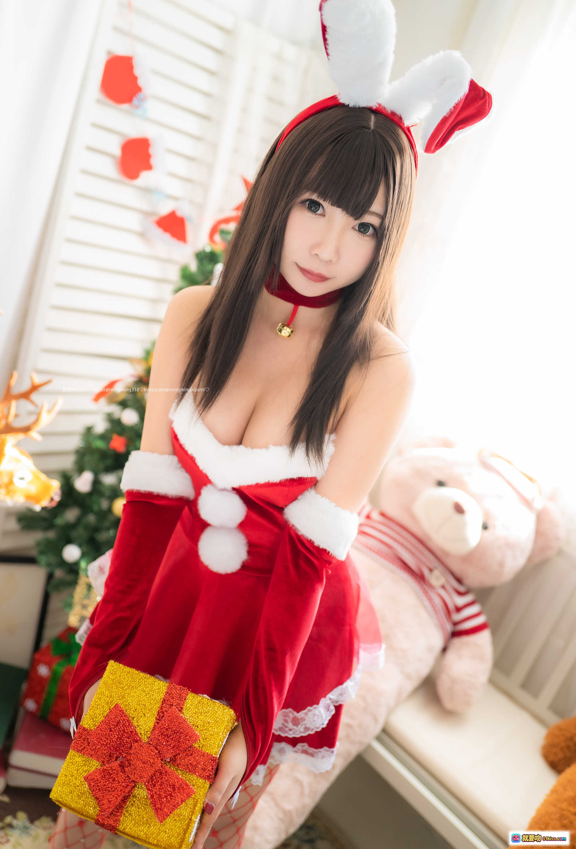 图片[9] - 铭铭Kizami Vol.31 2020圣诞写真集 自拍美图 红色网袜 圣诞装 甜美少女 高清107P 2020年12月发售 - 就要吻