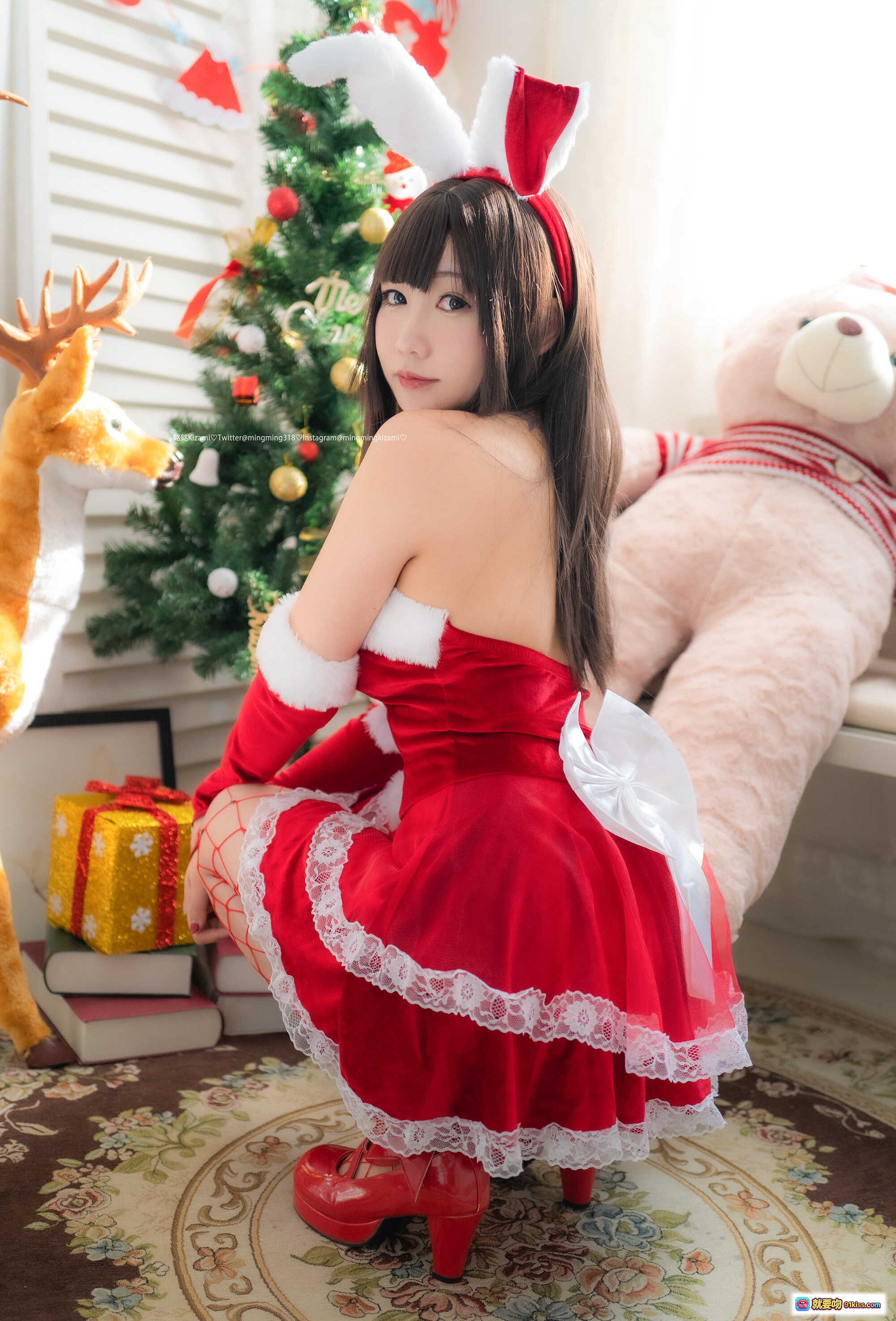 图片[10] - 铭铭Kizami Vol.31 2020圣诞写真集 自拍美图 红色网袜 圣诞装 甜美少女 高清107P 2020年12月发售 - 就要吻