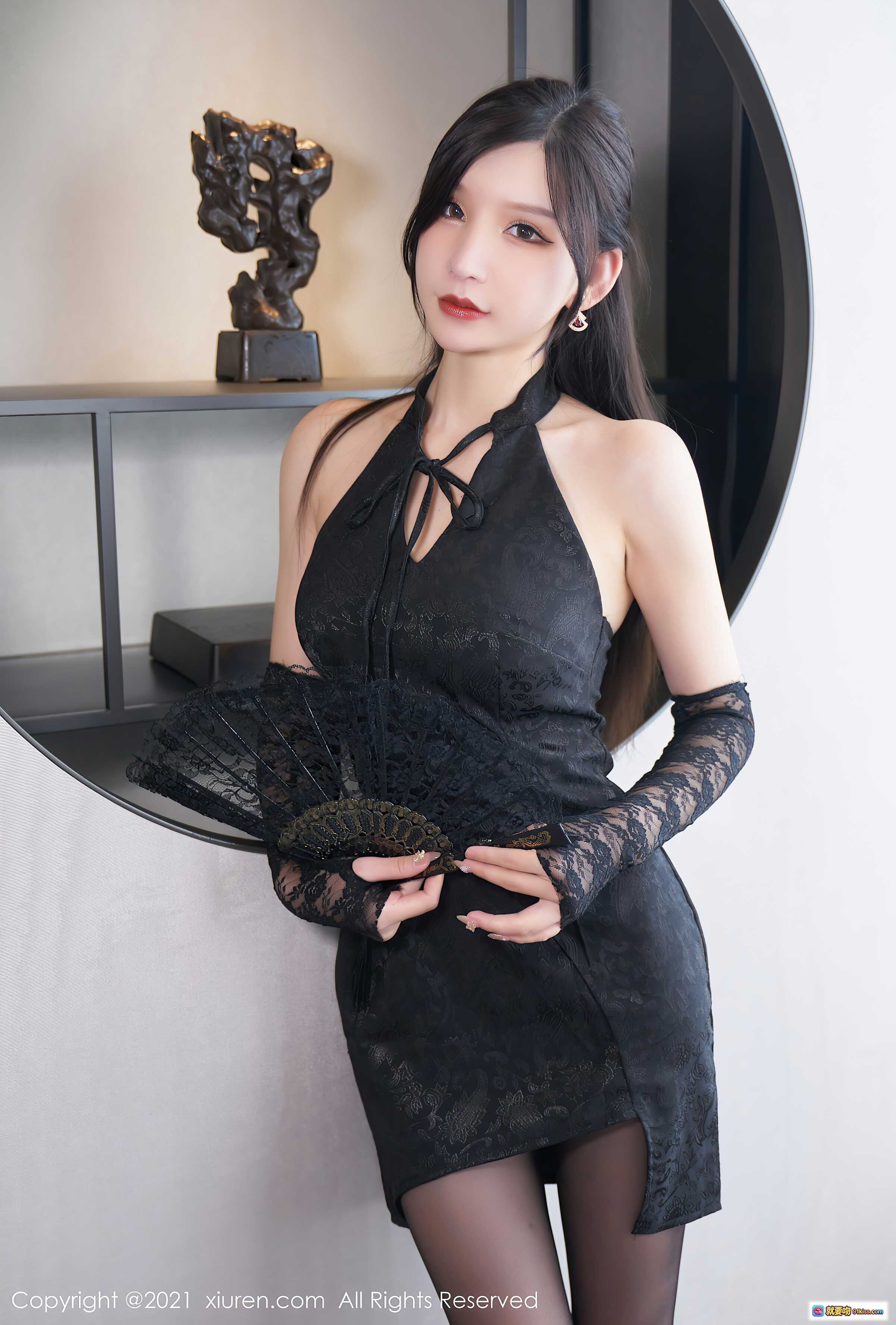 图片[8] - 周于希Sally黑丝美腿写真｜优雅旗袍风连衣裙搭配蕾丝长手套｜XiuRen秀人网2021.12.22 NO.4373 - 就要吻