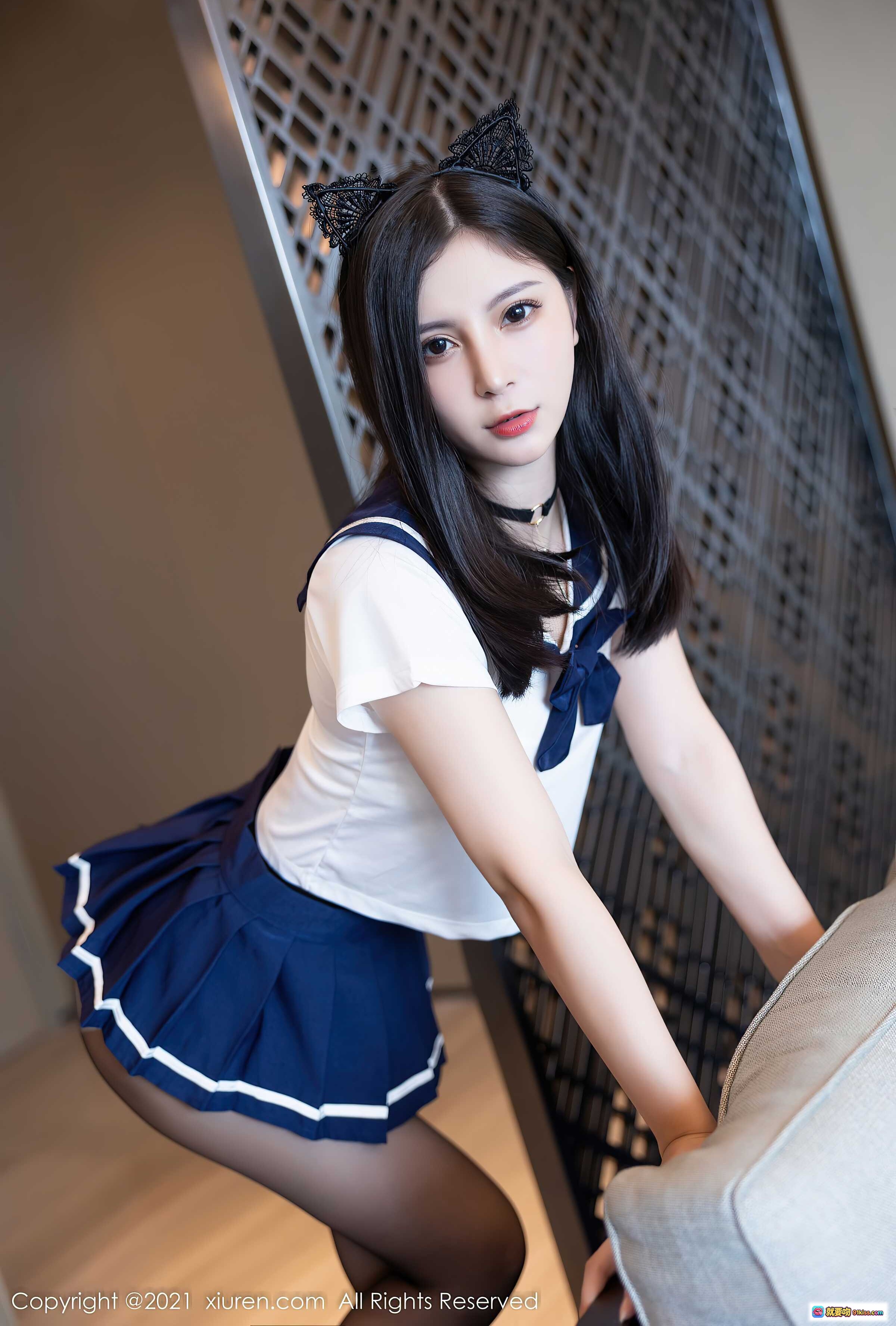 图片[7] - 小蛮妖Yummy深圳旅拍性感猫耳制服黑丝美腿高跟写真 – XiuRen秀人网NO.4363 - 就要吻